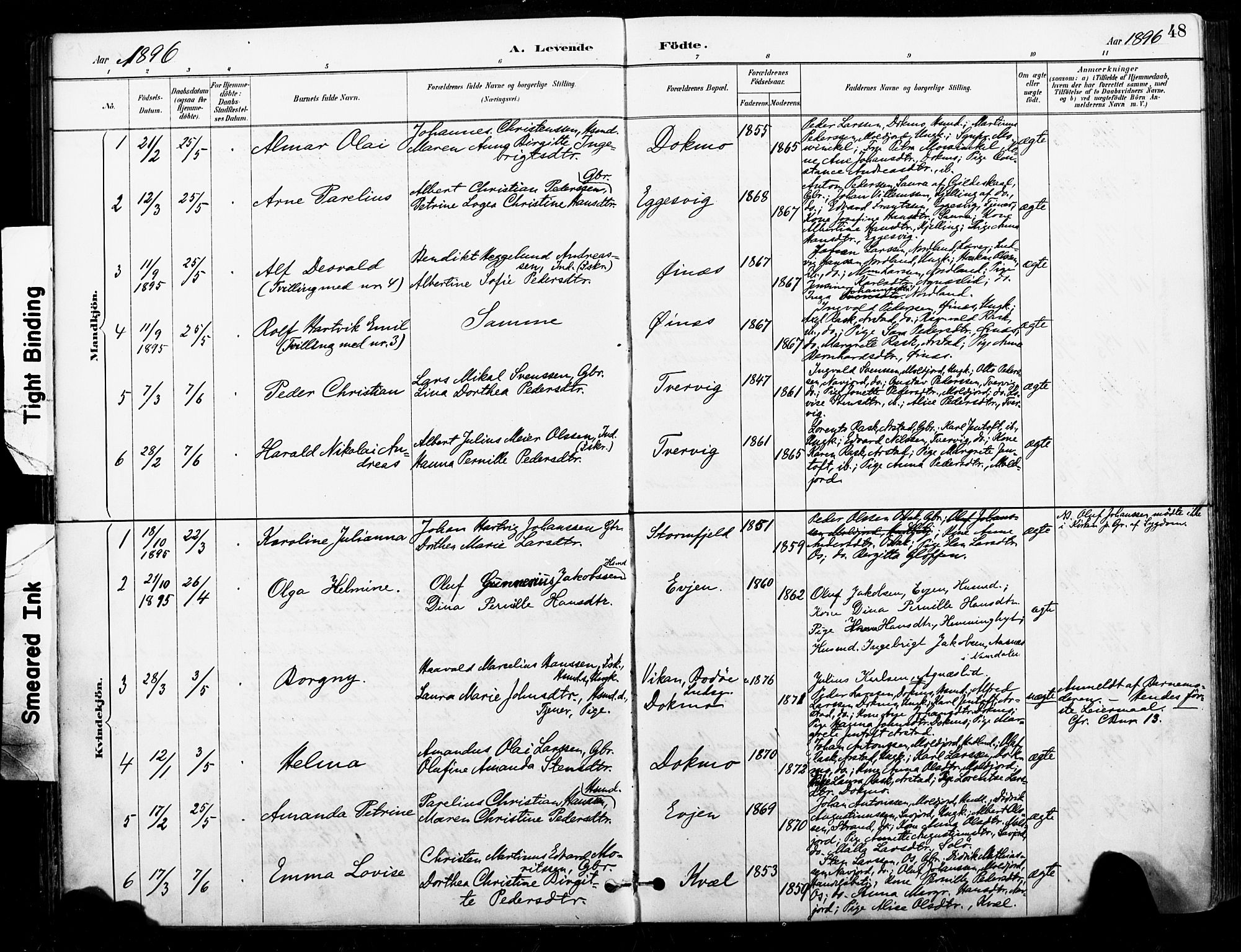 Ministerialprotokoller, klokkerbøker og fødselsregistre - Nordland, SAT/A-1459/846/L0646: Parish register (official) no. 846A04, 1887-1901, p. 48