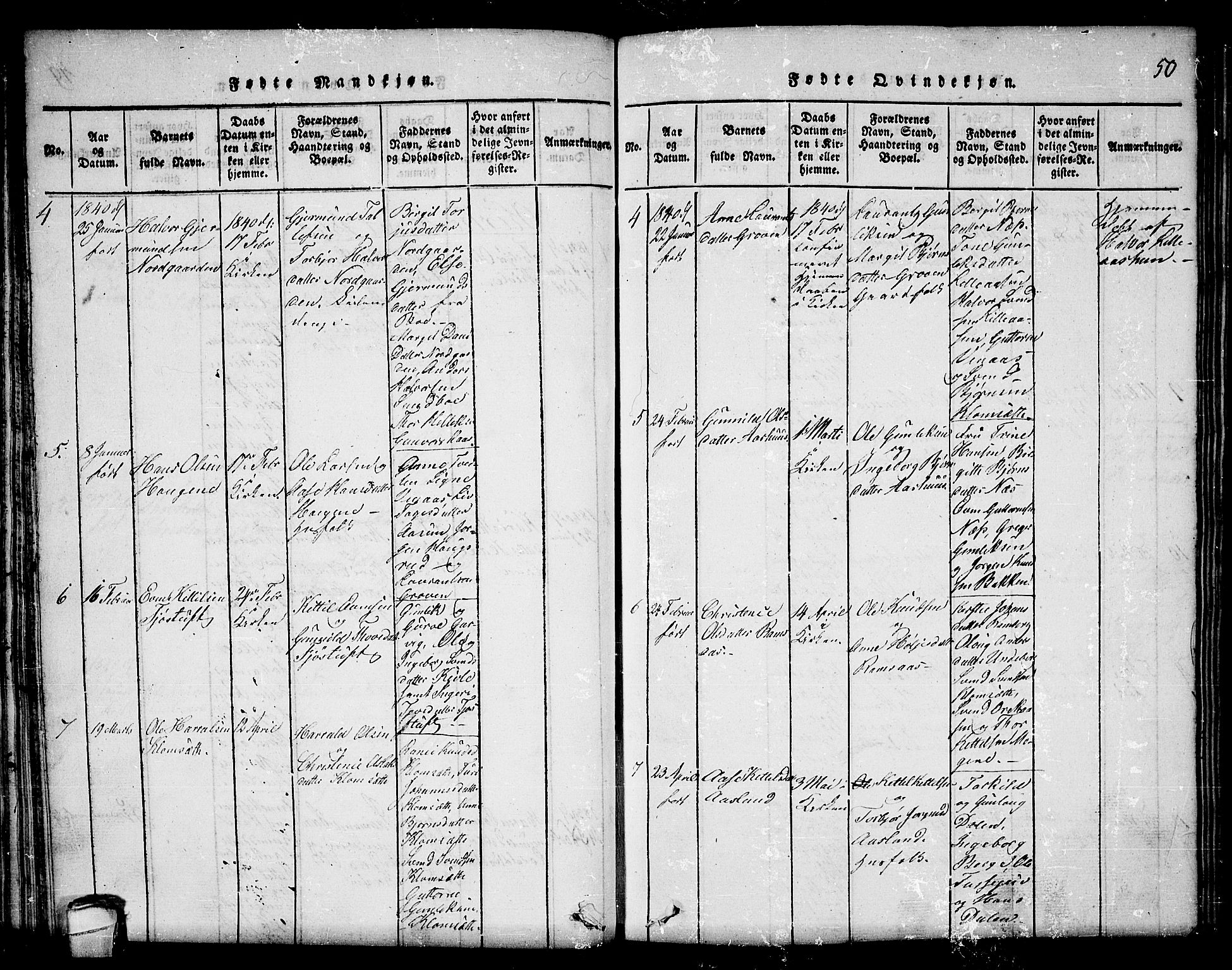 Seljord kirkebøker, SAKO/A-20/F/Fc/L0001: Parish register (official) no. III 1, 1815-1831, p. 50