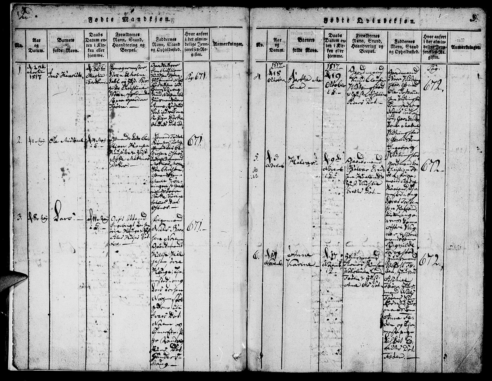 Torvastad sokneprestkontor, AV/SAST-A -101857/H/Ha/Haa/L0004: Parish register (official) no. A 3 /1, 1817-1836, p. 2-3