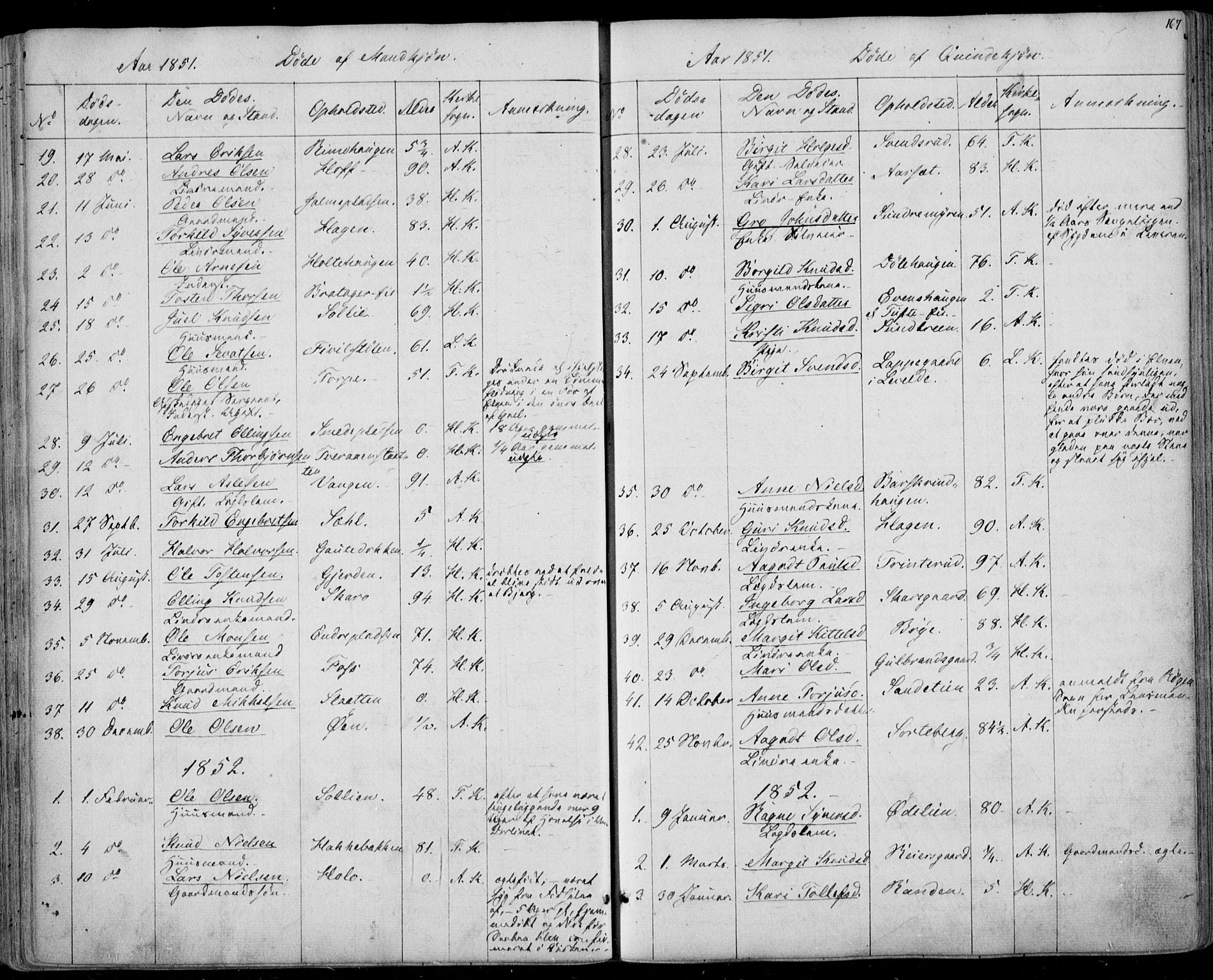 Ål kirkebøker, AV/SAKO-A-249/F/Fa/L0006: Parish register (official) no. I 6, 1849-1864, p. 167