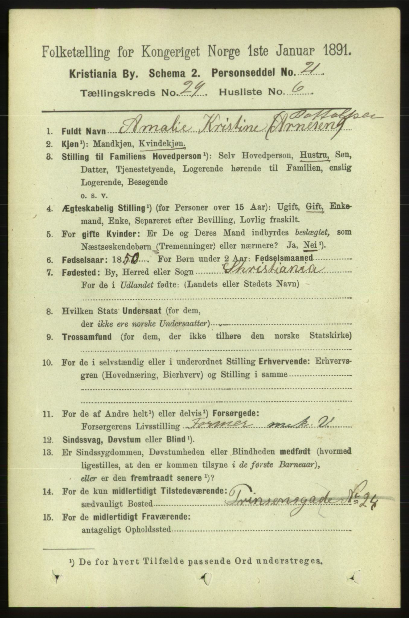 RA, 1891 census for 0301 Kristiania, 1891, p. 15045
