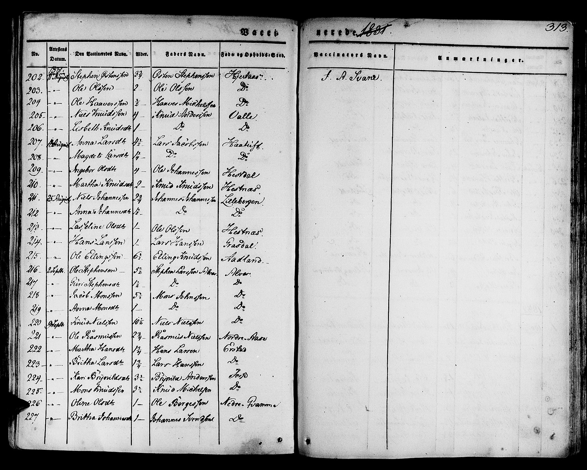 Hamre sokneprestembete, AV/SAB-A-75501/H/Ha/Haa/Haaa/L0011: Parish register (official) no. A 11, 1826-1834, p. 313