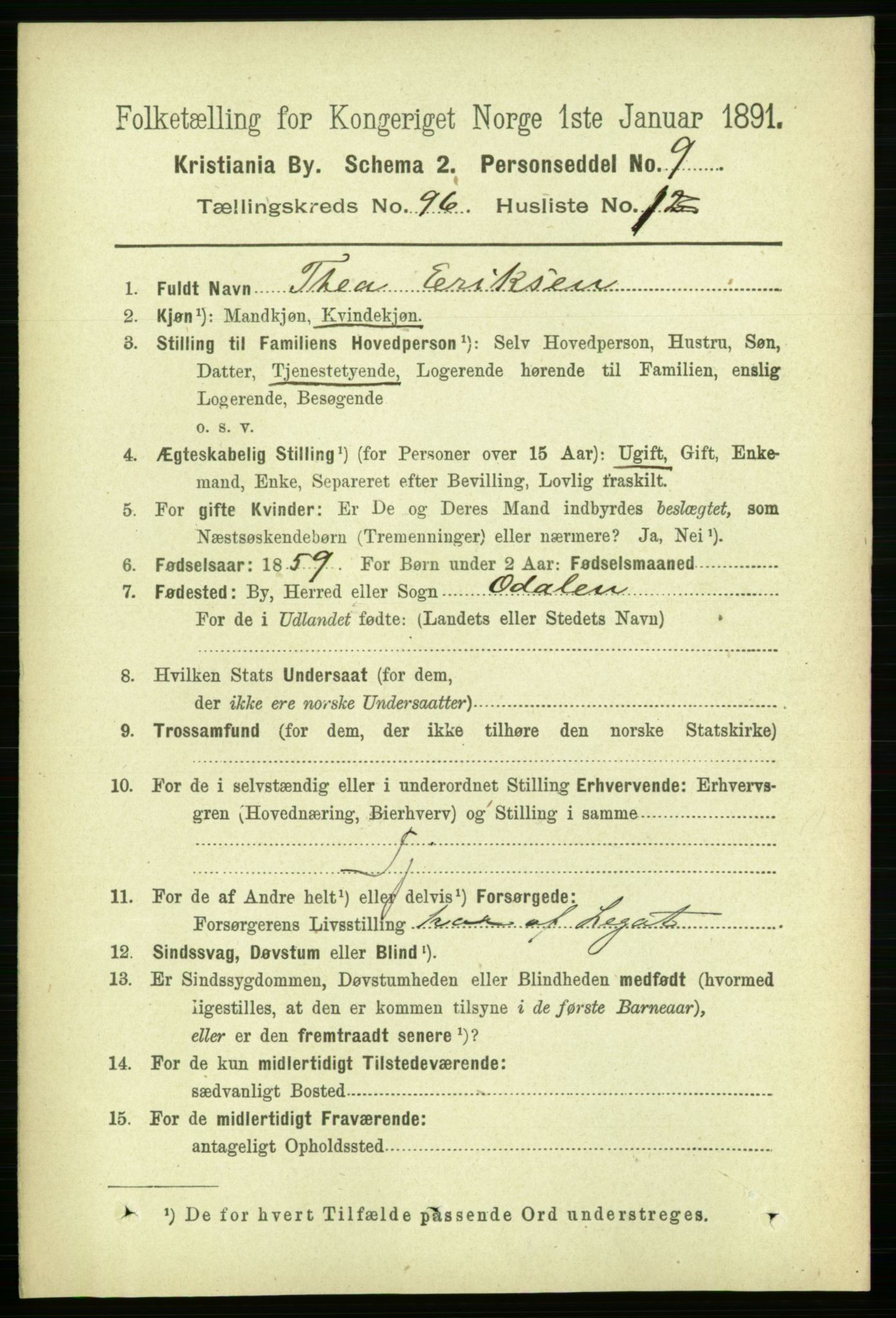 RA, 1891 census for 0301 Kristiania, 1891, p. 46548