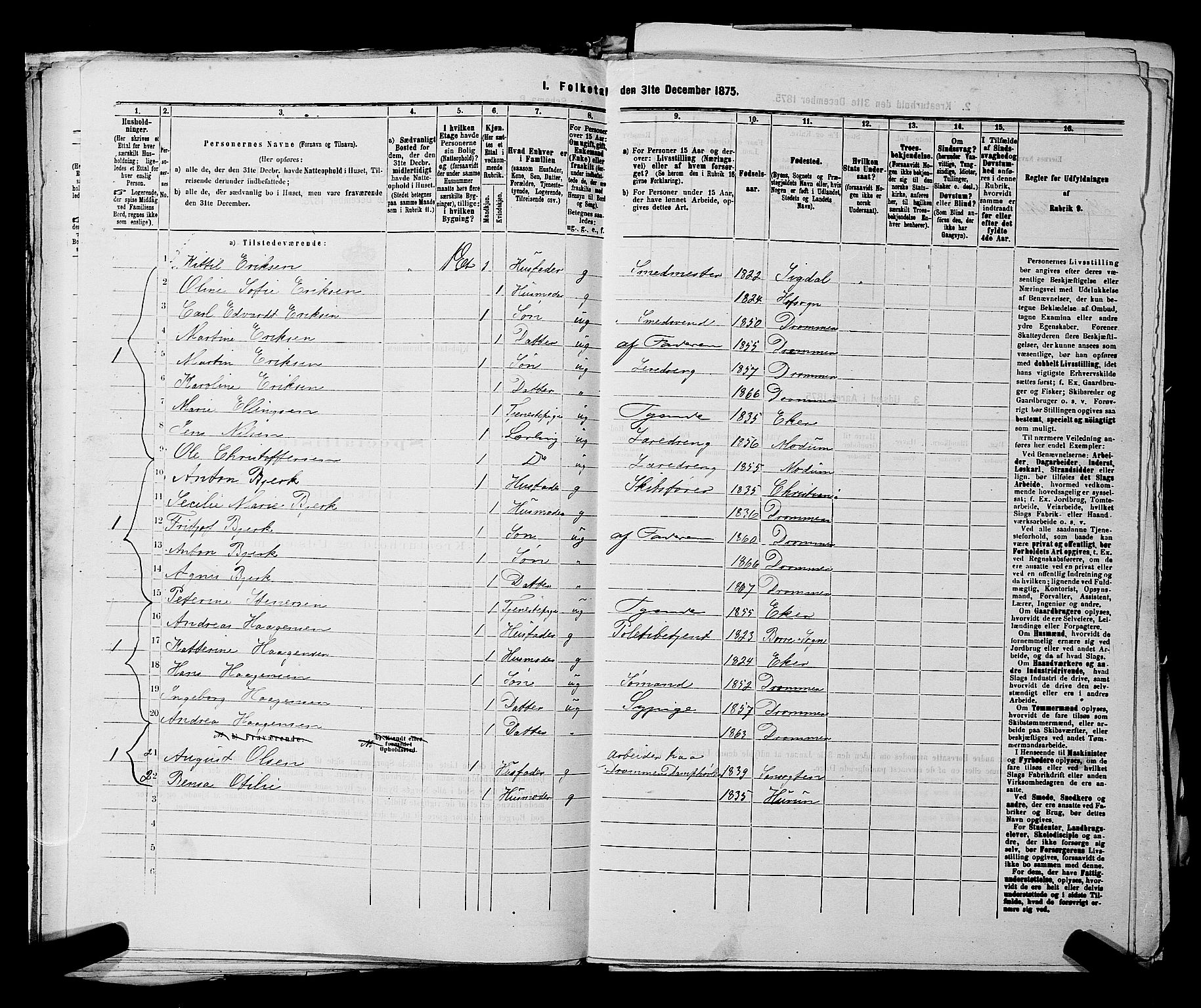 SAKO, 1875 census for 0602 Drammen, 1875, p. 1880