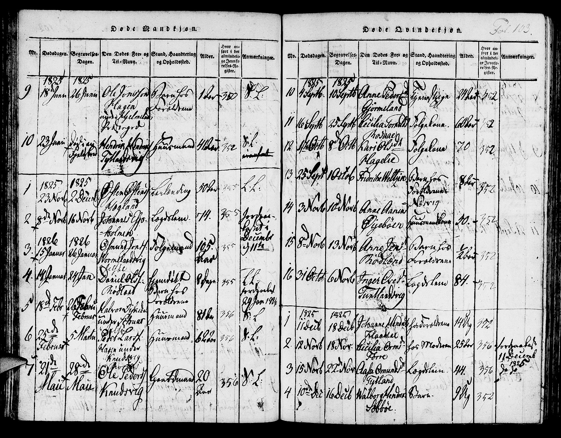 Hjelmeland sokneprestkontor, AV/SAST-A-101843/01/IV/L0003: Parish register (official) no. A 3, 1816-1834, p. 103