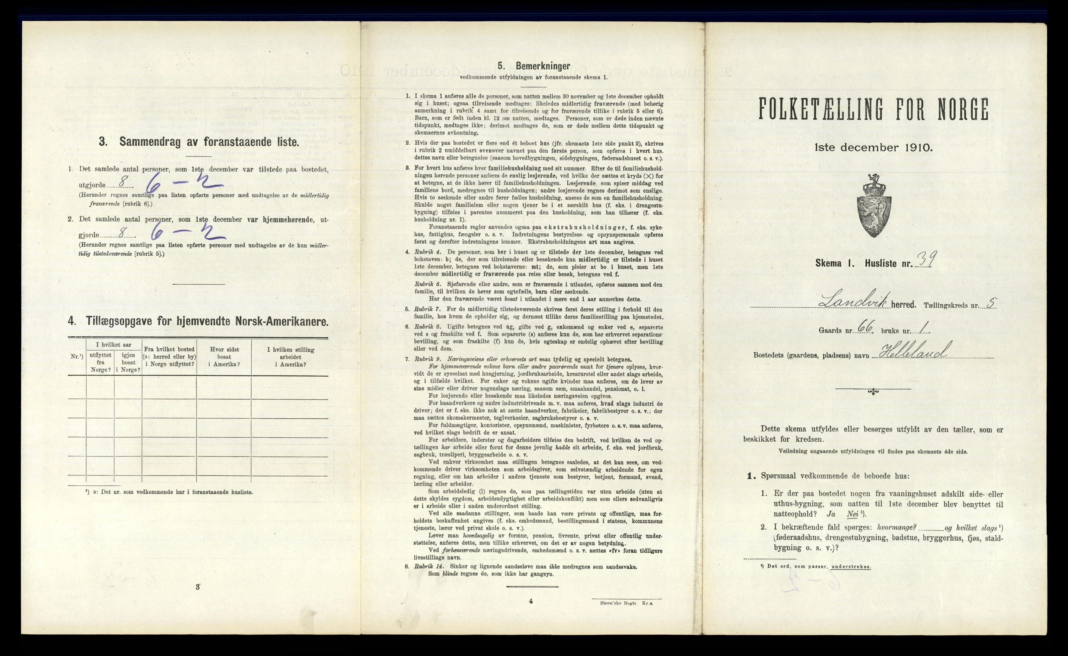 RA, 1910 census for Landvik, 1910, p. 824