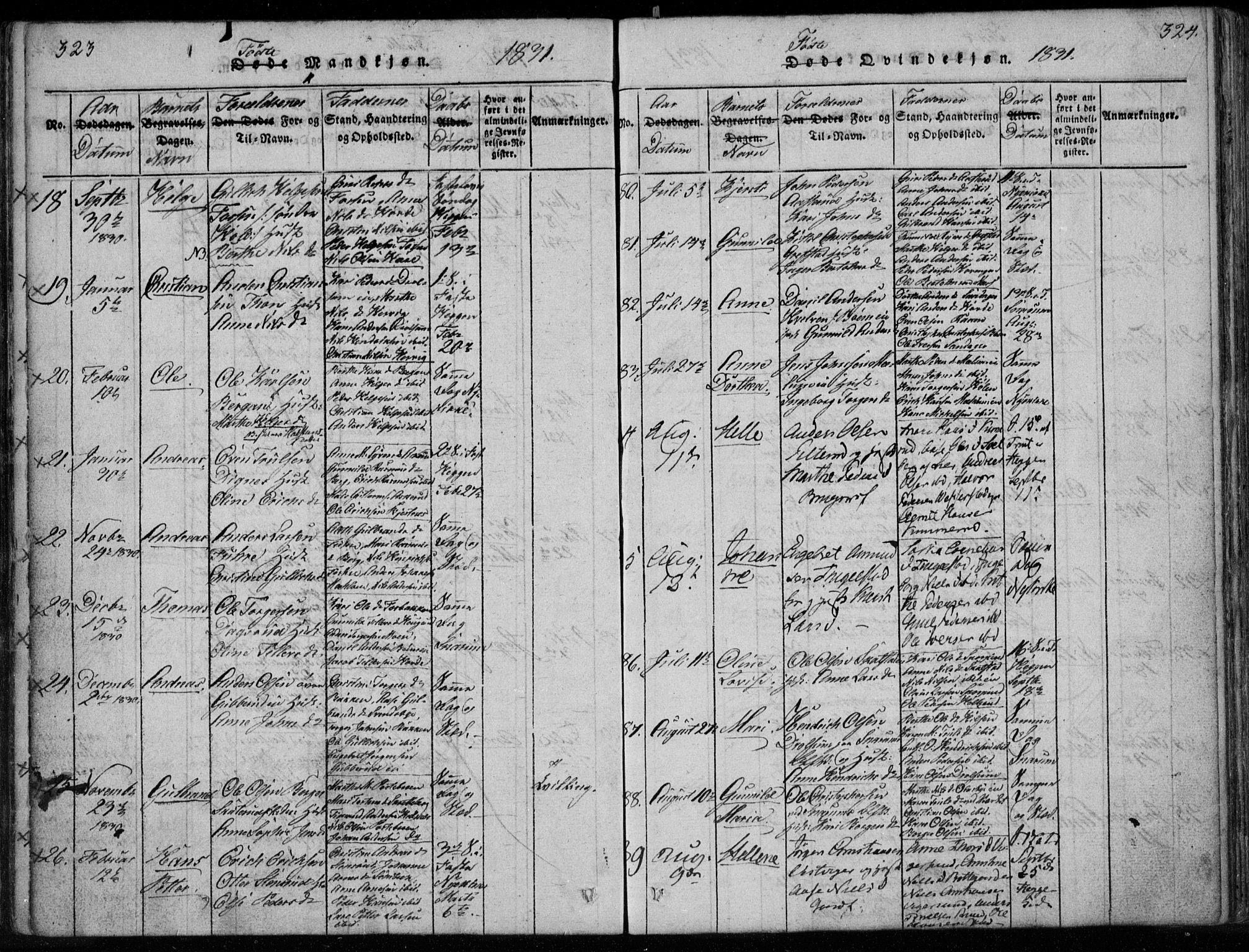 Modum kirkebøker, AV/SAKO-A-234/F/Fa/L0005: Parish register (official) no. 5, 1824-1841, p. 323-324