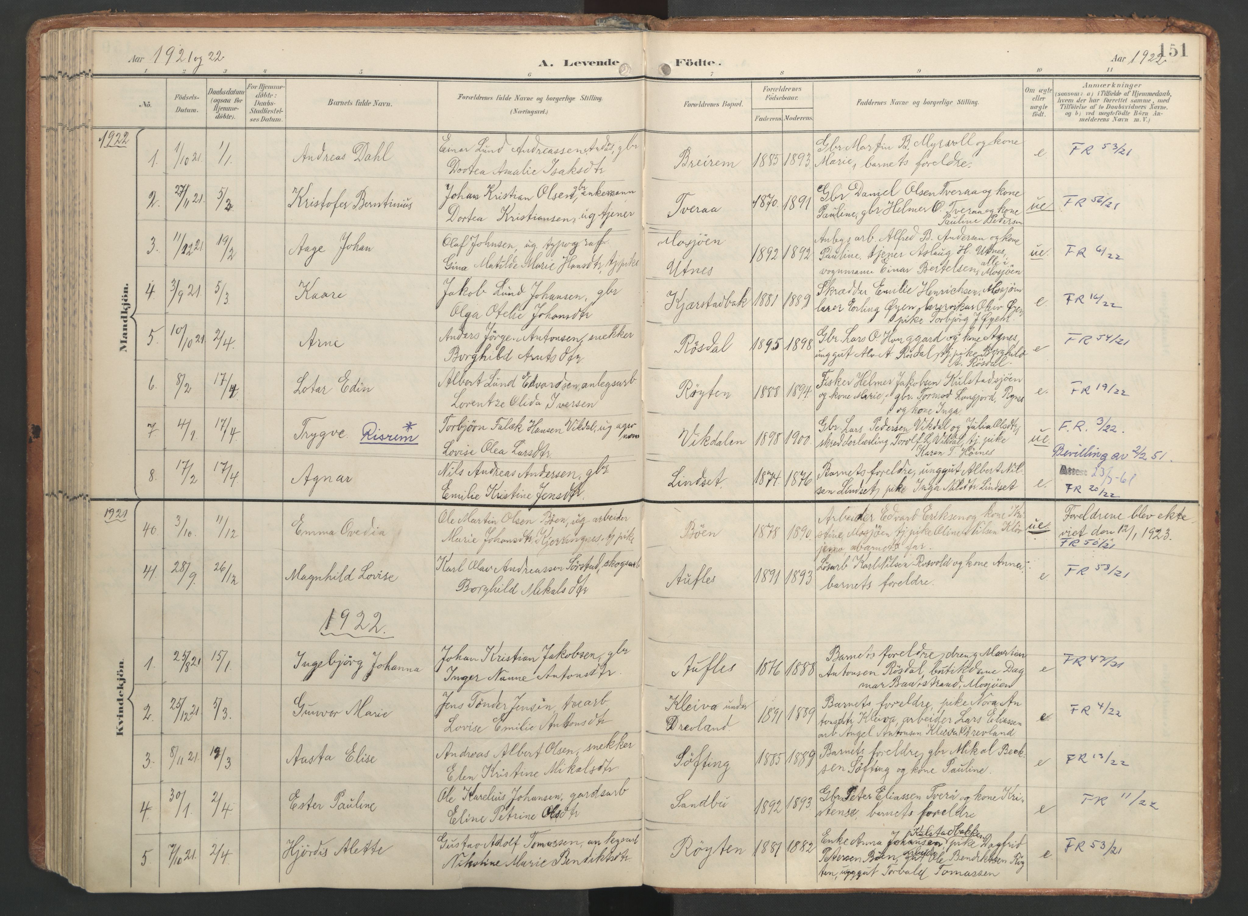 Ministerialprotokoller, klokkerbøker og fødselsregistre - Nordland, SAT/A-1459/820/L0297: Parish register (official) no. 820A18, 1897-1917, p. 151