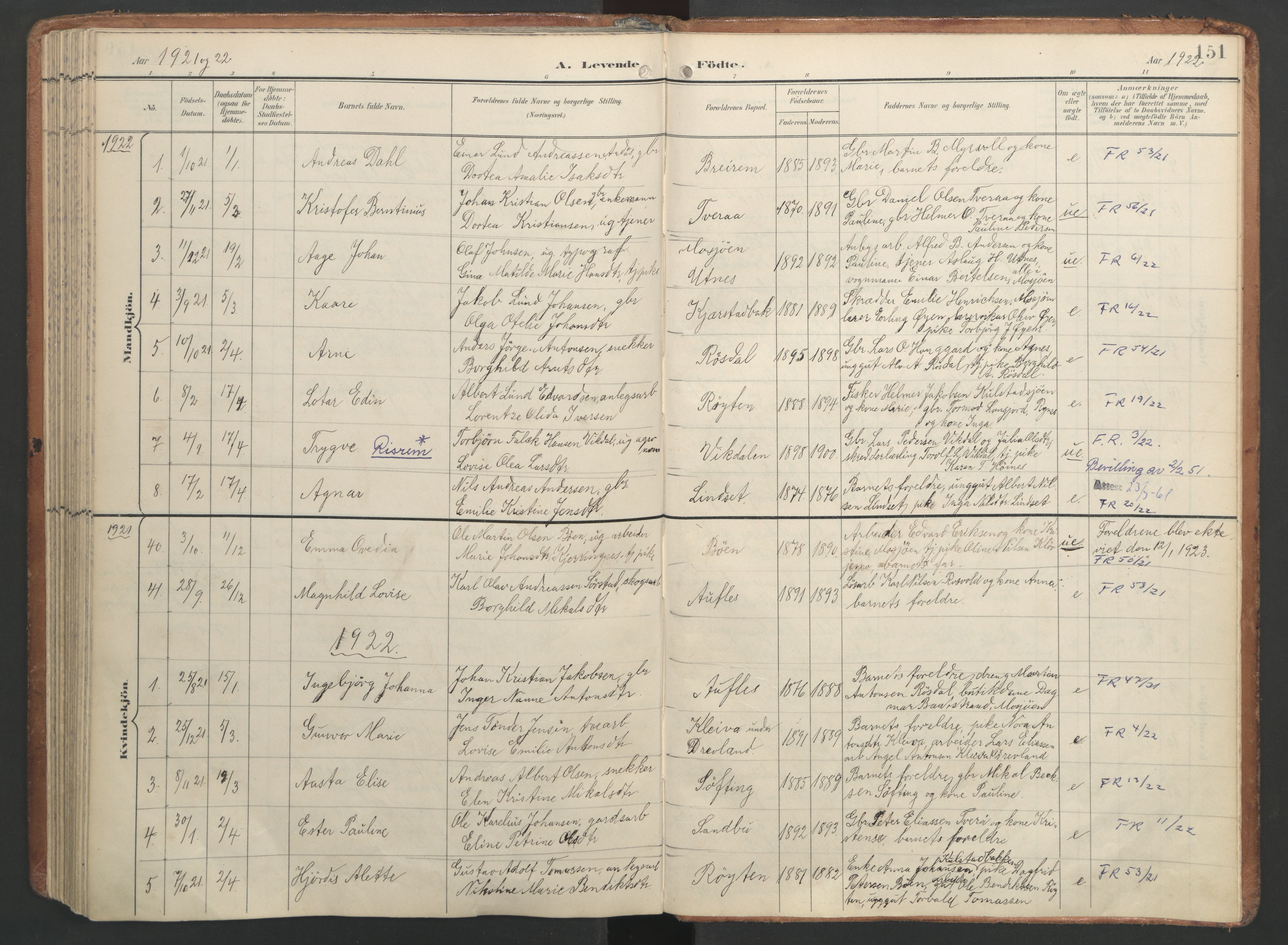 Ministerialprotokoller, klokkerbøker og fødselsregistre - Nordland, AV/SAT-A-1459/820/L0297: Parish register (official) no. 820A18, 1897-1917, p. 151