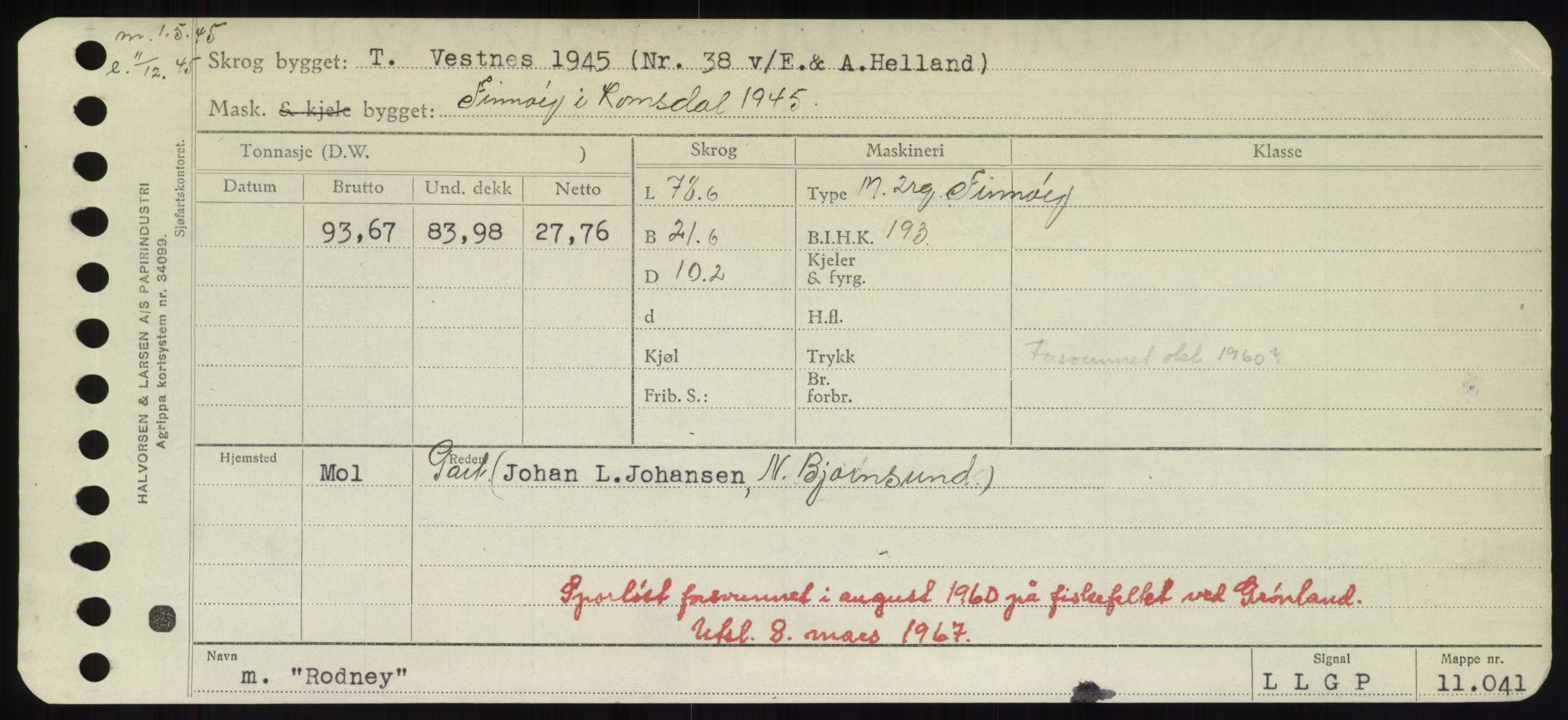 Sjøfartsdirektoratet med forløpere, Skipsmålingen, RA/S-1627/H/Hd/L0031: Fartøy, Rju-Sam, p. 39