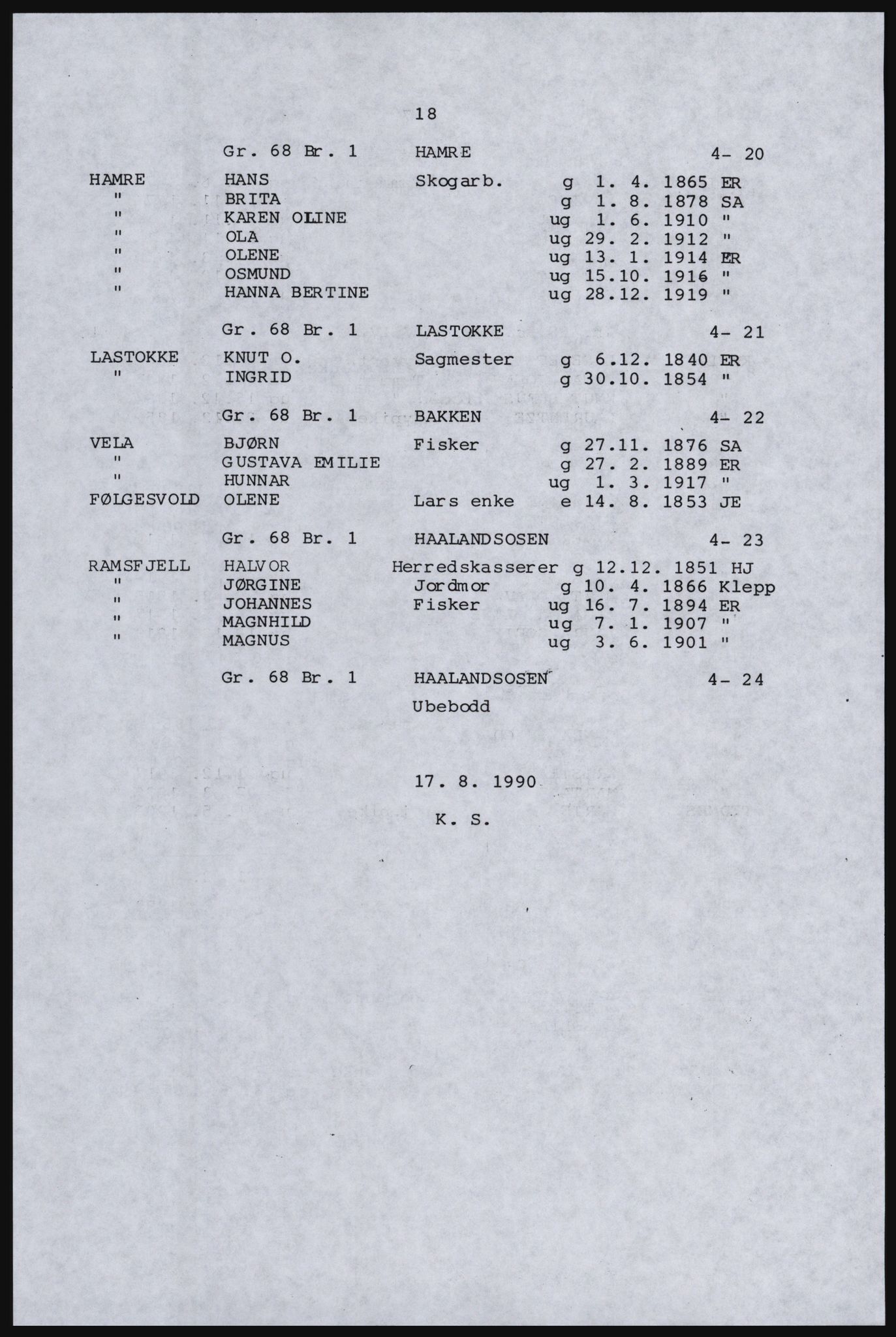 SAST, Copy of 1920 census for Inner Ryfylke, 1920, p. 186