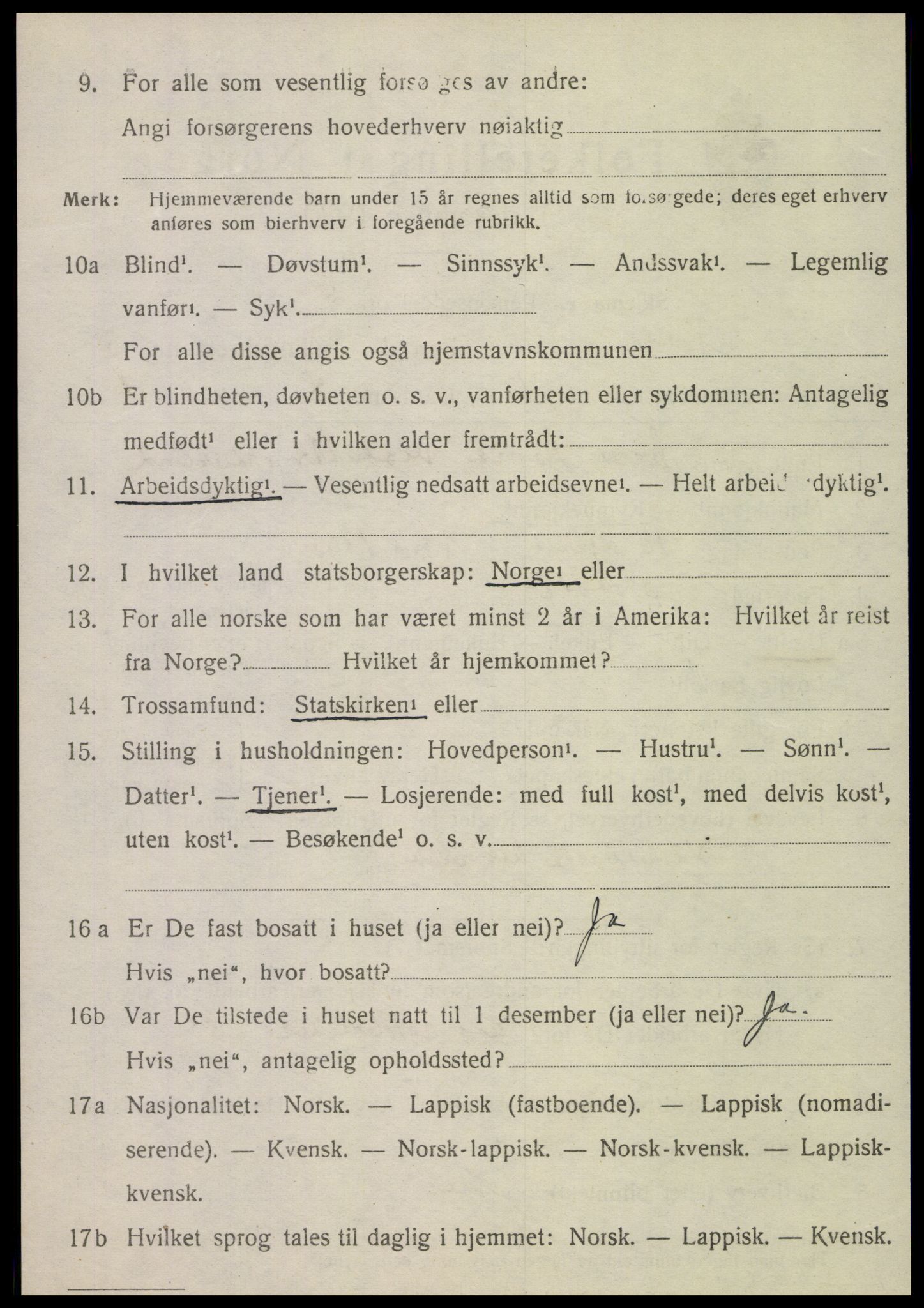 SAT, 1920 census for Nordli, 1920, p. 1416