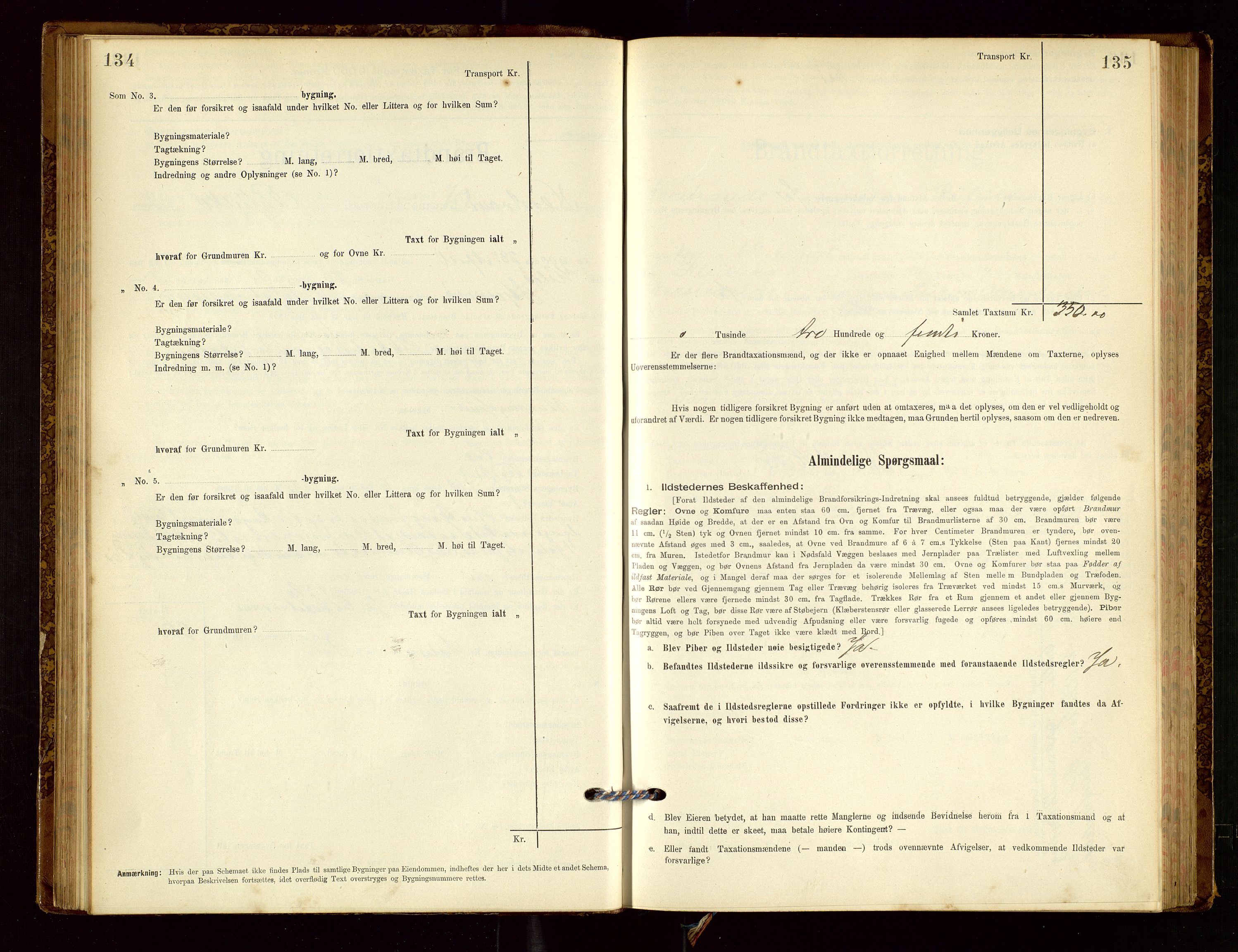 Nedstrand lensmannskontor, AV/SAST-A-100236/Gob/L0001: "Brandtaxationsprotokol for Nerstrand Lensmandsdistrikt Ryfylke fogderi", 1895-1915, p. 134-135