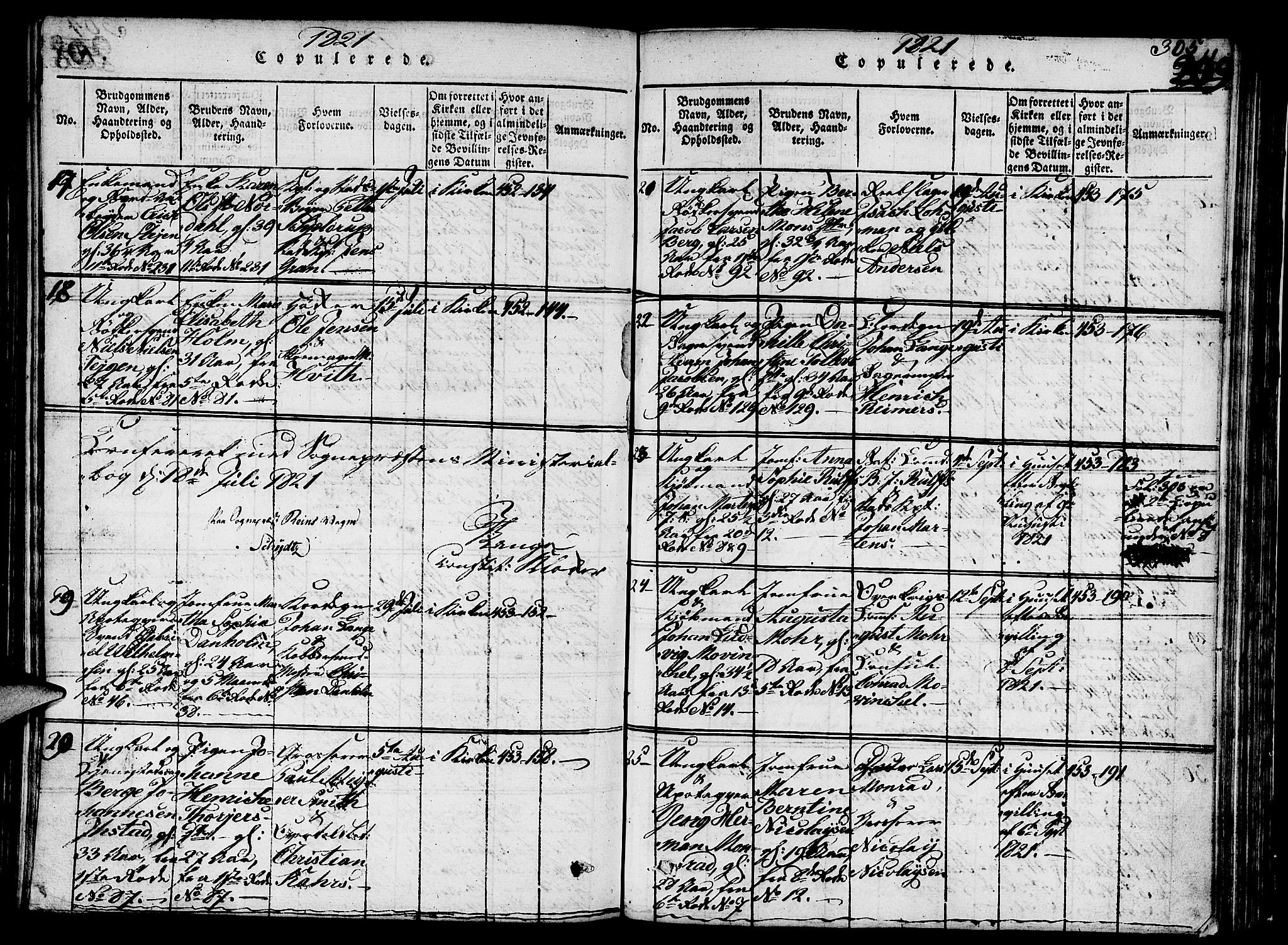 Nykirken Sokneprestembete, AV/SAB-A-77101/H/Hab/L0003: Parish register (copy) no. A 4, 1816-1821, p. 305