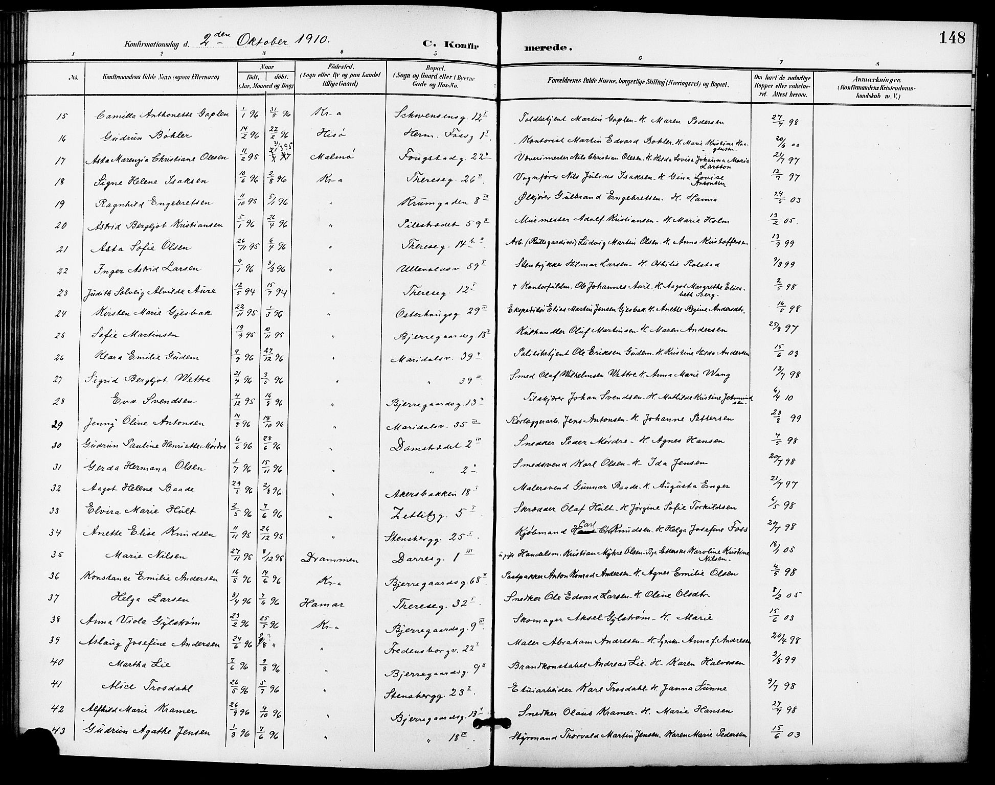 Gamle Aker prestekontor Kirkebøker, AV/SAO-A-10617a/F/L0012: Parish register (official) no. 12, 1898-1910, p. 148