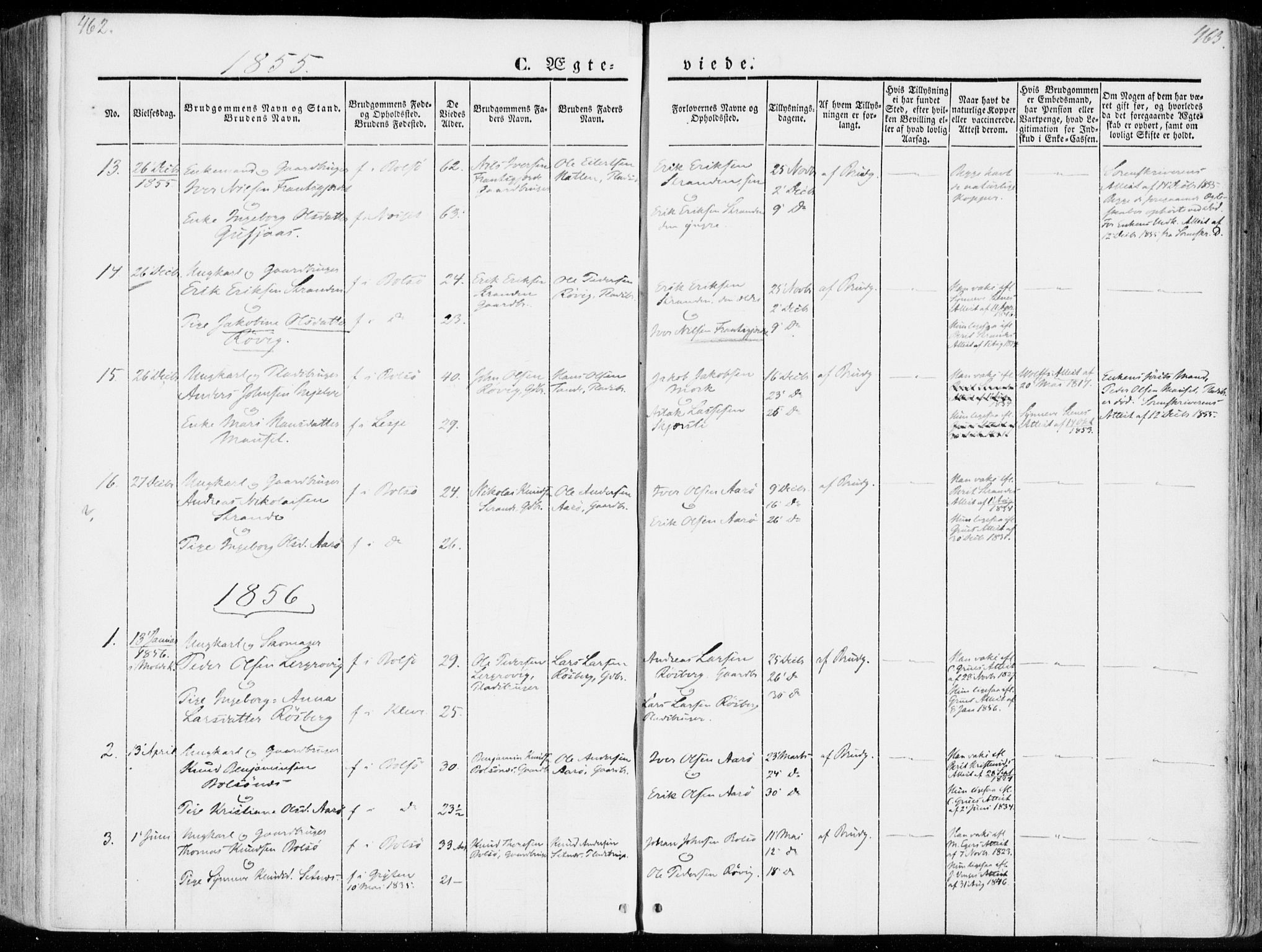 Ministerialprotokoller, klokkerbøker og fødselsregistre - Møre og Romsdal, SAT/A-1454/555/L0653: Parish register (official) no. 555A04, 1843-1869, p. 462-463