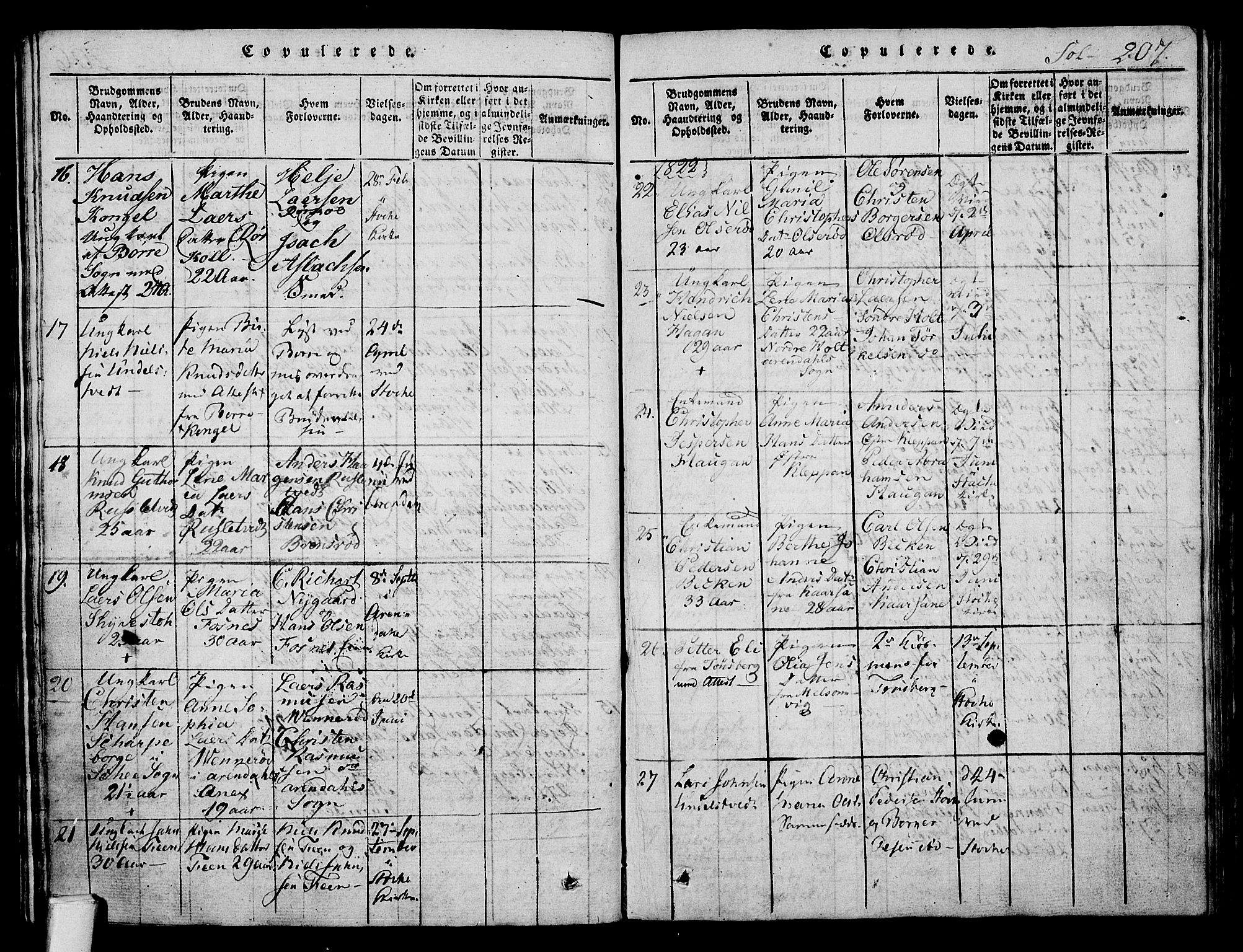 Stokke kirkebøker, AV/SAKO-A-320/F/Fa/L0005: Parish register (official) no. I 5, 1815-1826, p. 207