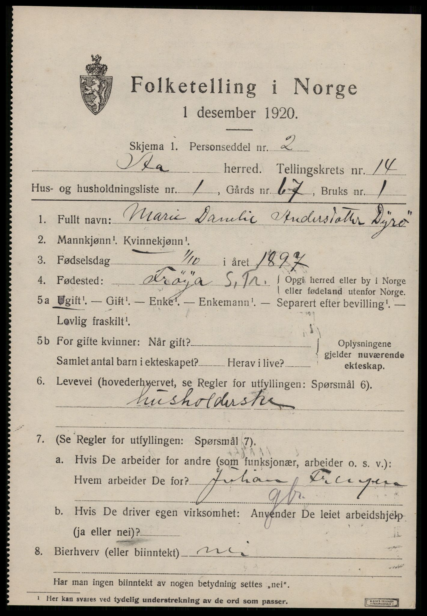 SAT, 1920 census for Å, 1920, p. 5972