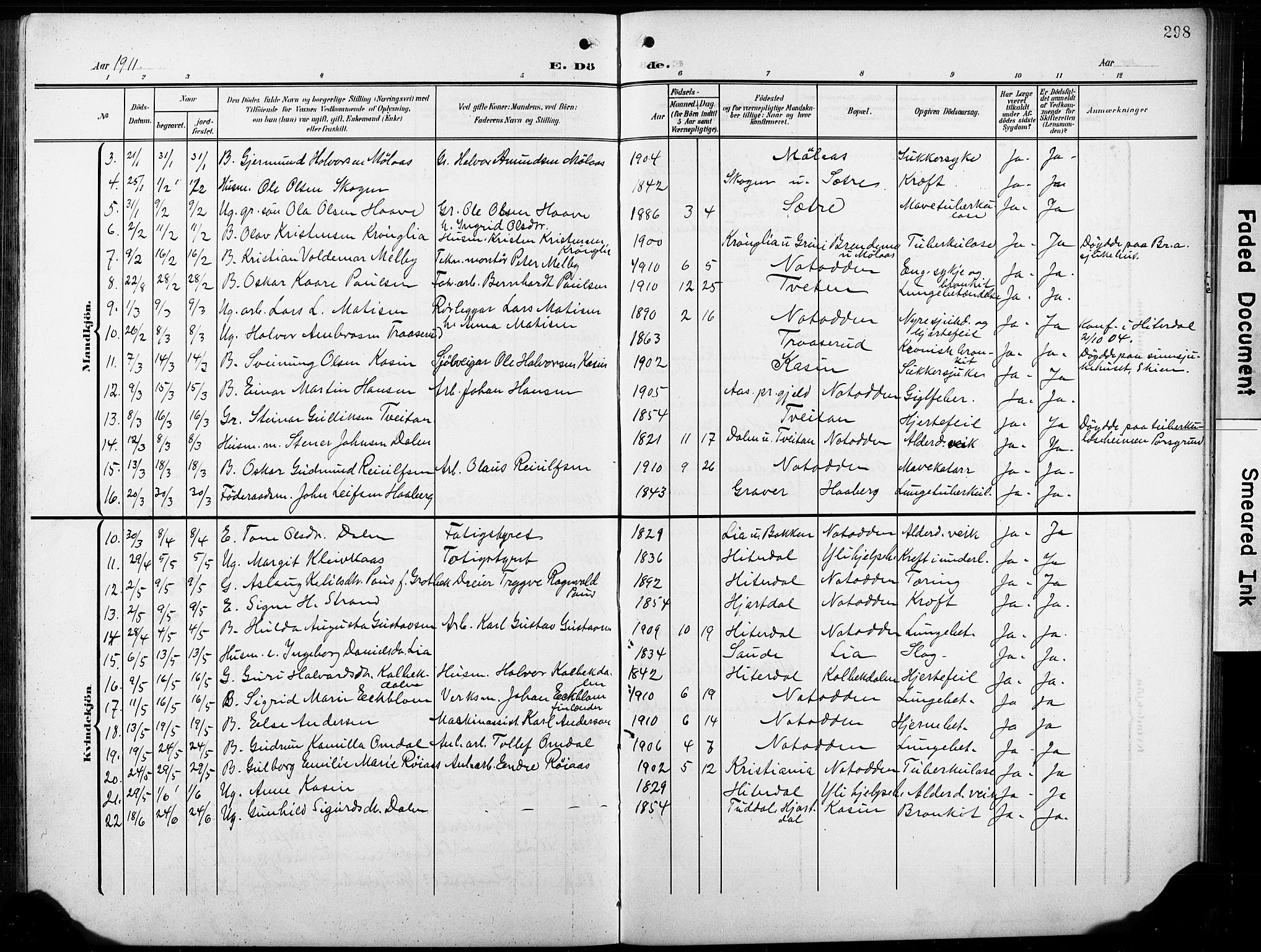 Heddal kirkebøker, SAKO/A-268/G/Ga/L0003: Parish register (copy) no. I 3, 1908-1932, p. 298