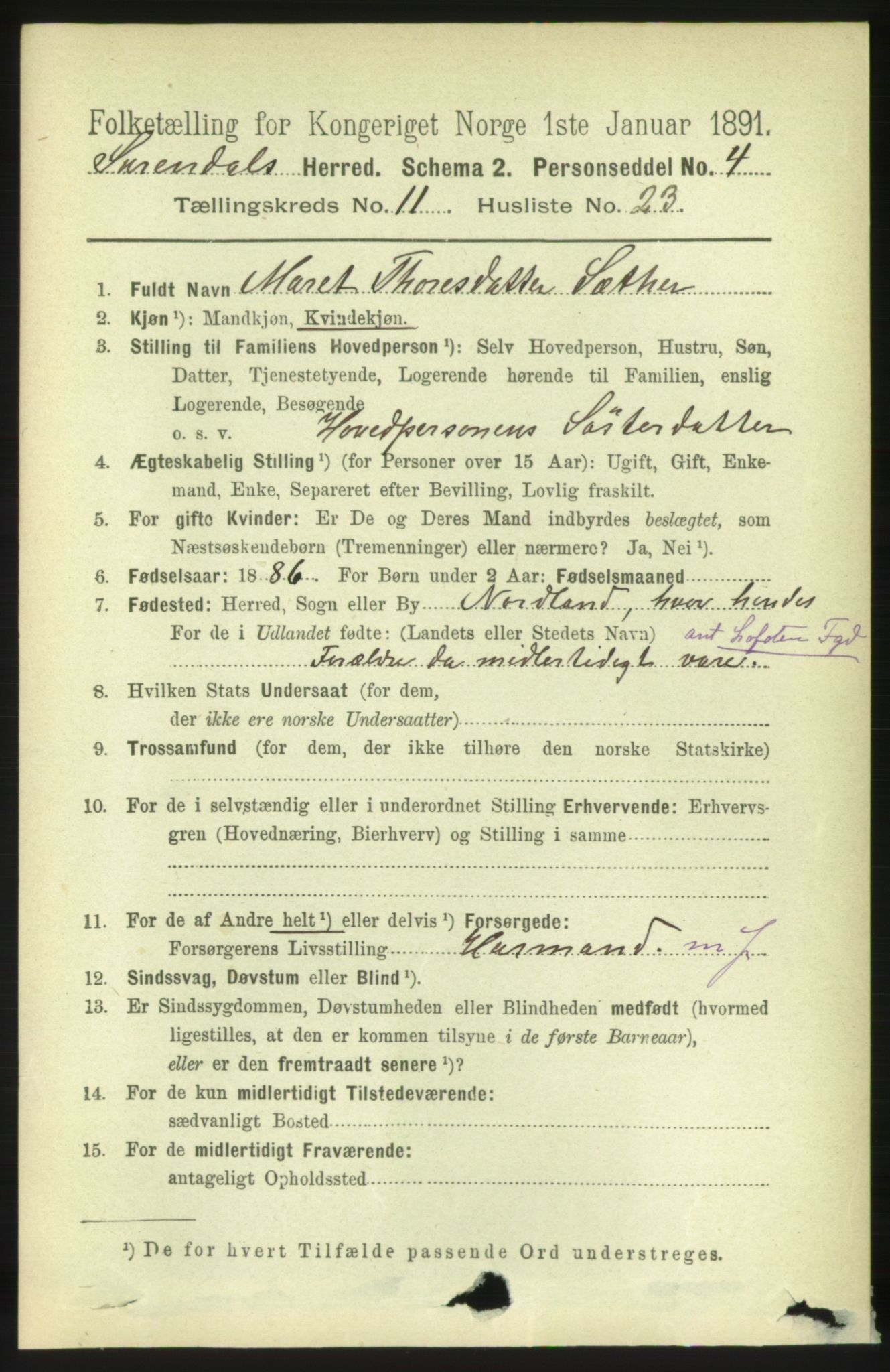 RA, 1891 census for 1566 Surnadal, 1891, p. 2826