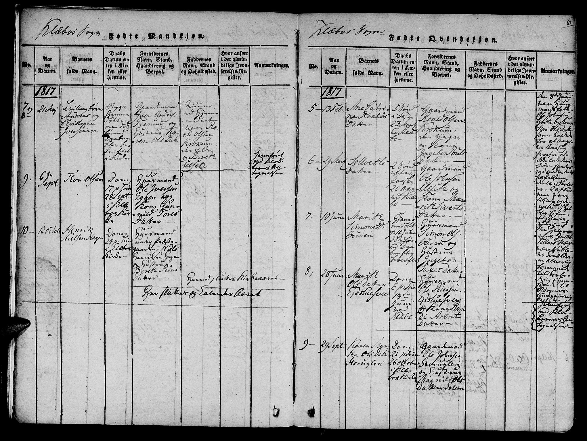 Ministerialprotokoller, klokkerbøker og fødselsregistre - Sør-Trøndelag, AV/SAT-A-1456/618/L0439: Parish register (official) no. 618A04 /1, 1816-1843, p. 6