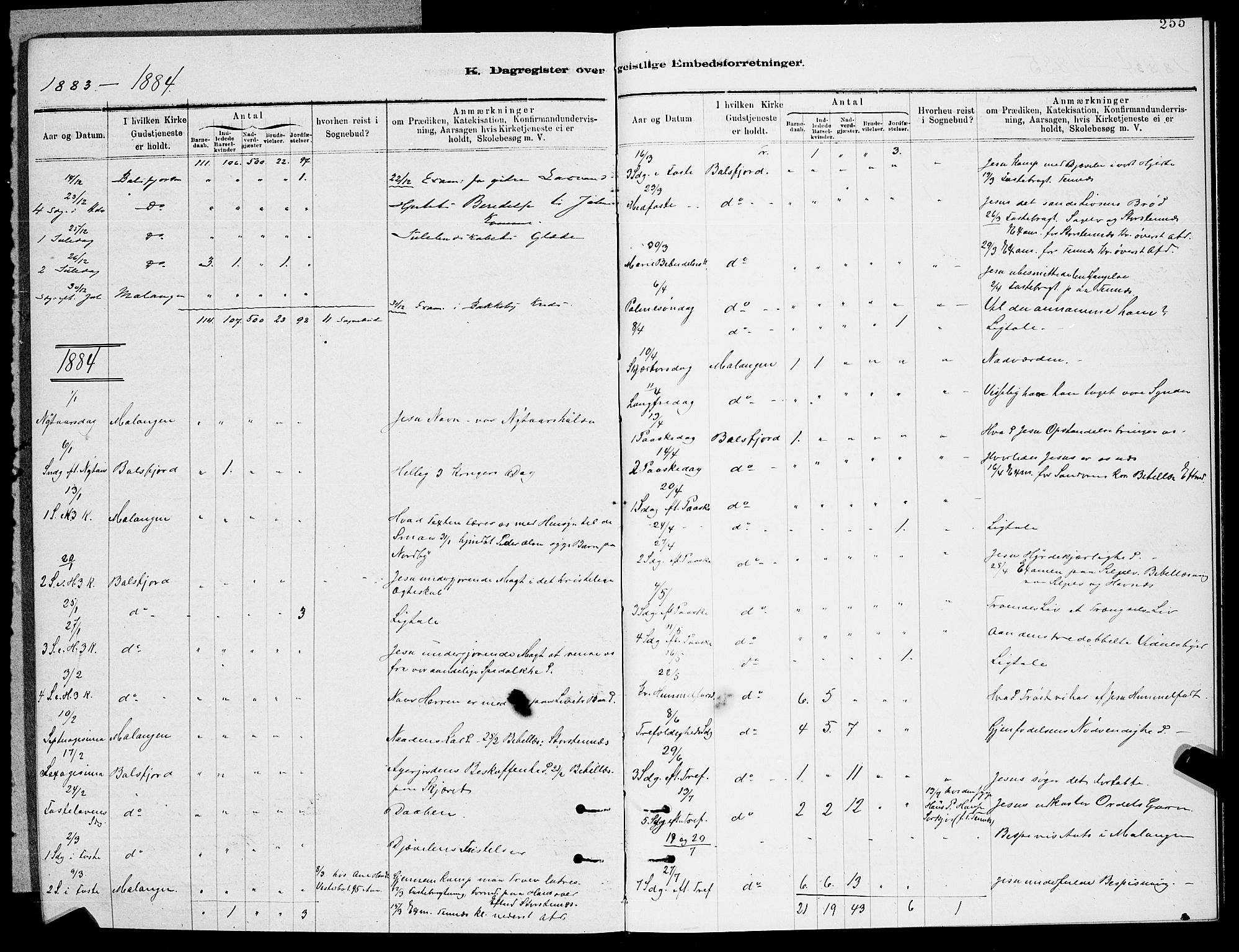 Balsfjord sokneprestembete, SATØ/S-1303/G/Ga/L0007klokker: Parish register (copy) no. 7, 1878-1889, p. 255