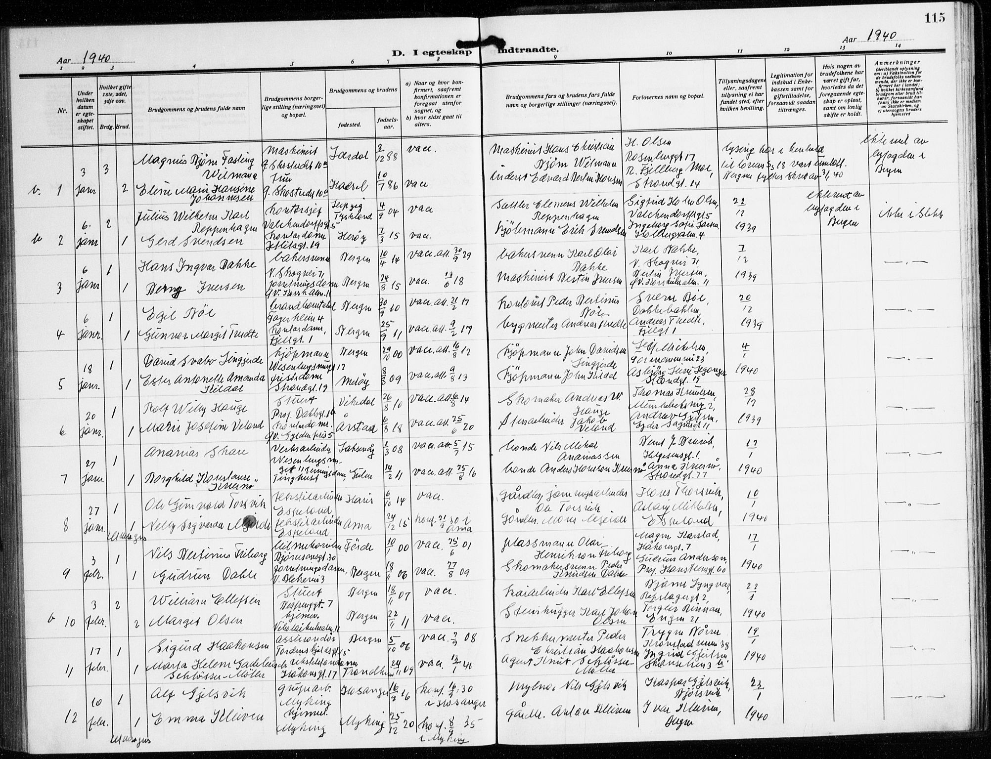 Korskirken sokneprestembete, SAB/A-76101/H/Hab: Parish register (copy) no. D 5, 1926-1944, p. 115