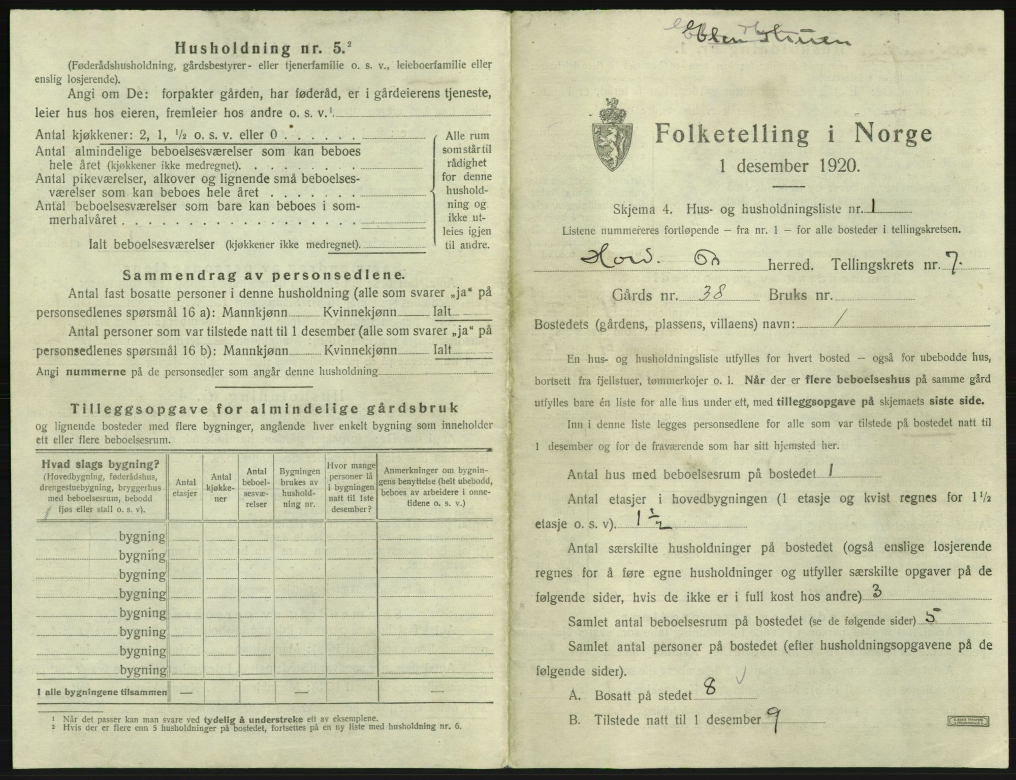 SAB, 1920 census for Os, 1920, p. 694