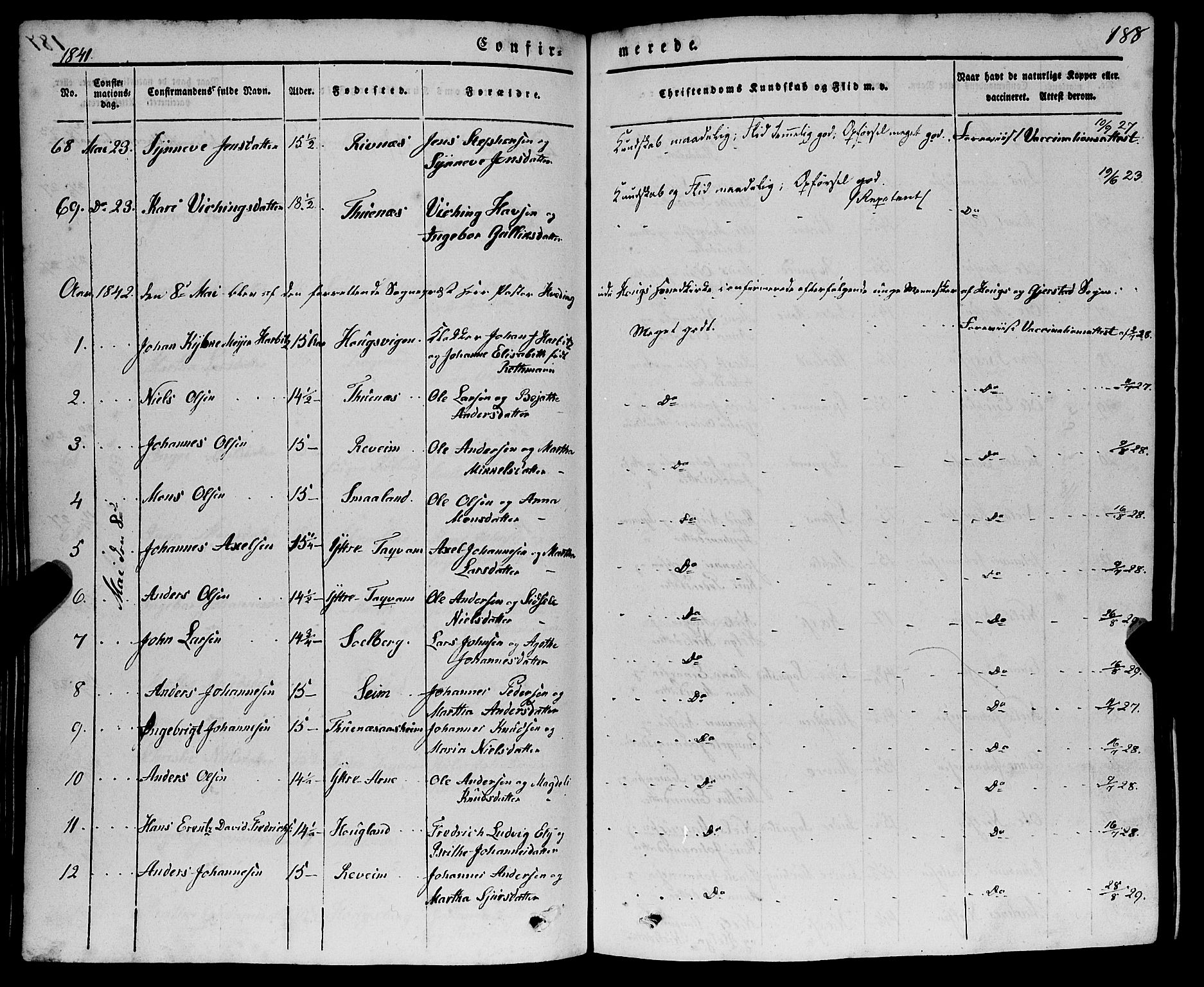 Haus sokneprestembete, SAB/A-75601/H/Haa: Parish register (official) no. A 15, 1838-1847, p. 188
