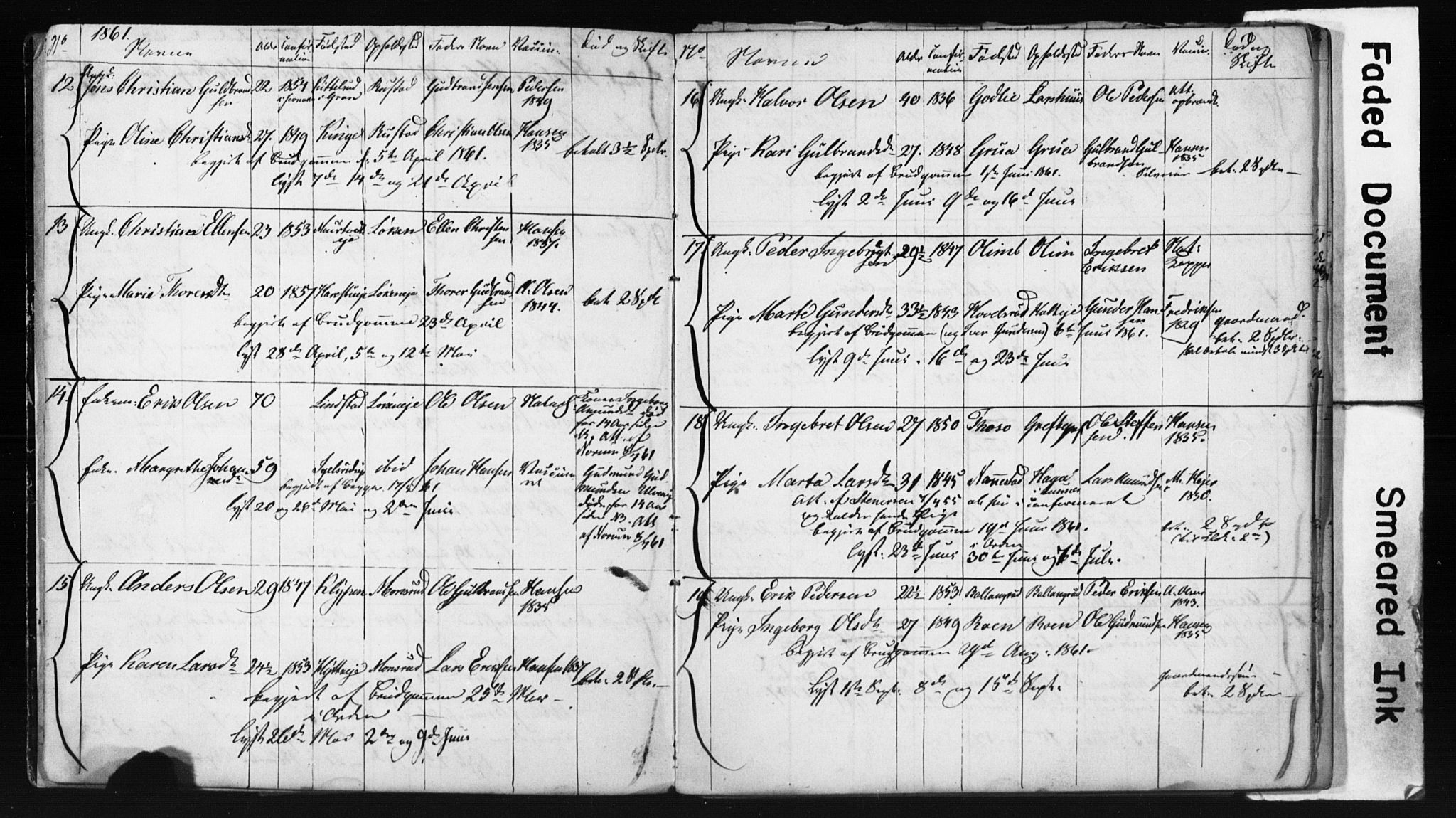 Jevnaker prestekontor, AV/SAH-PREST-116/I/Ie: Banns register no. 1, 1861-1867