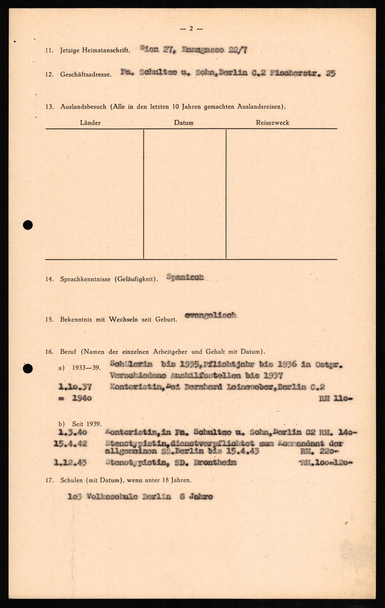 Forsvaret, Forsvarets overkommando II, AV/RA-RAFA-3915/D/Db/L0010: CI Questionaires. Tyske okkupasjonsstyrker i Norge. Tyskere., 1945-1946, p. 54