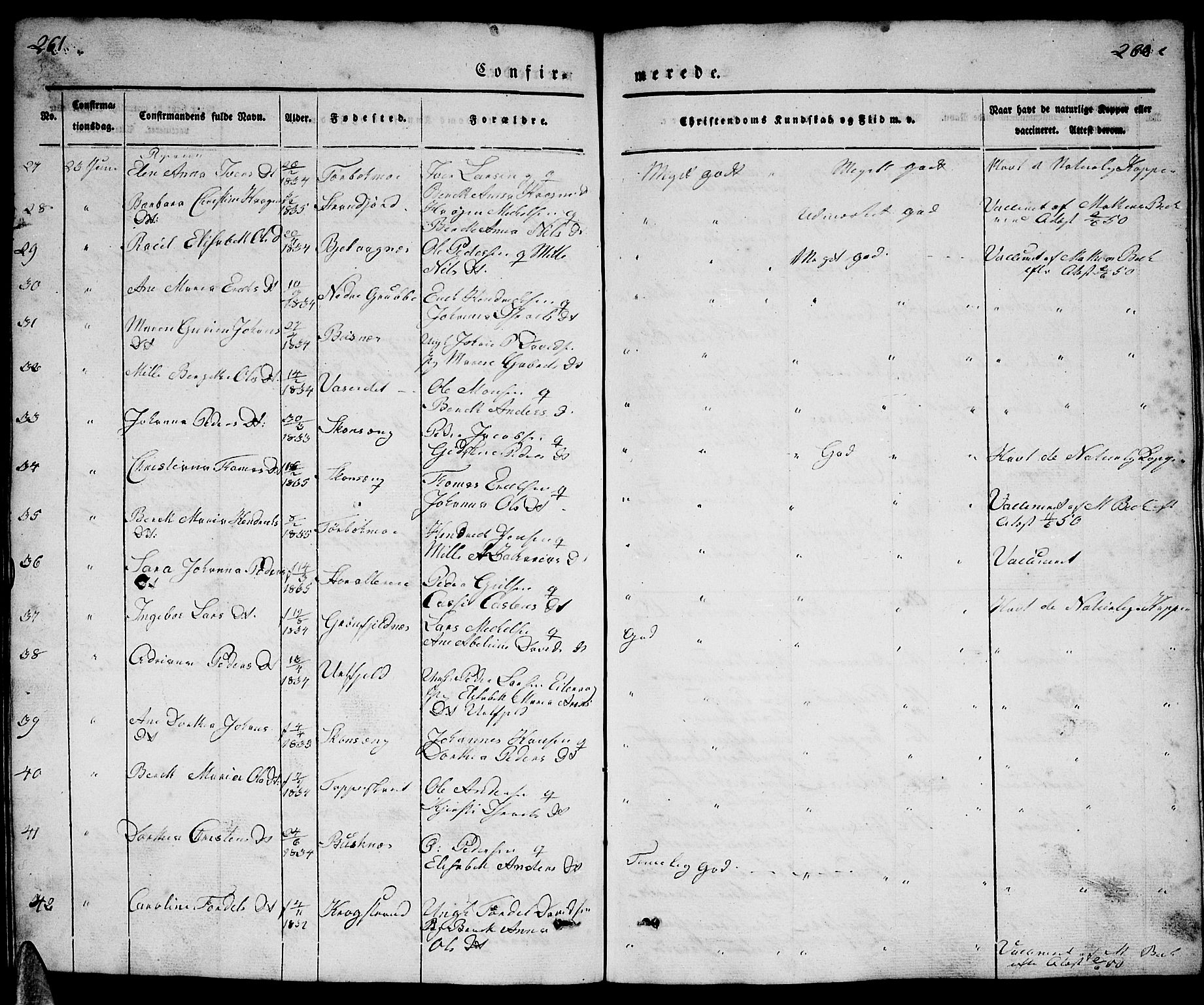 Ministerialprotokoller, klokkerbøker og fødselsregistre - Nordland, AV/SAT-A-1459/827/L0413: Parish register (copy) no. 827C02, 1842-1852, p. 261-262