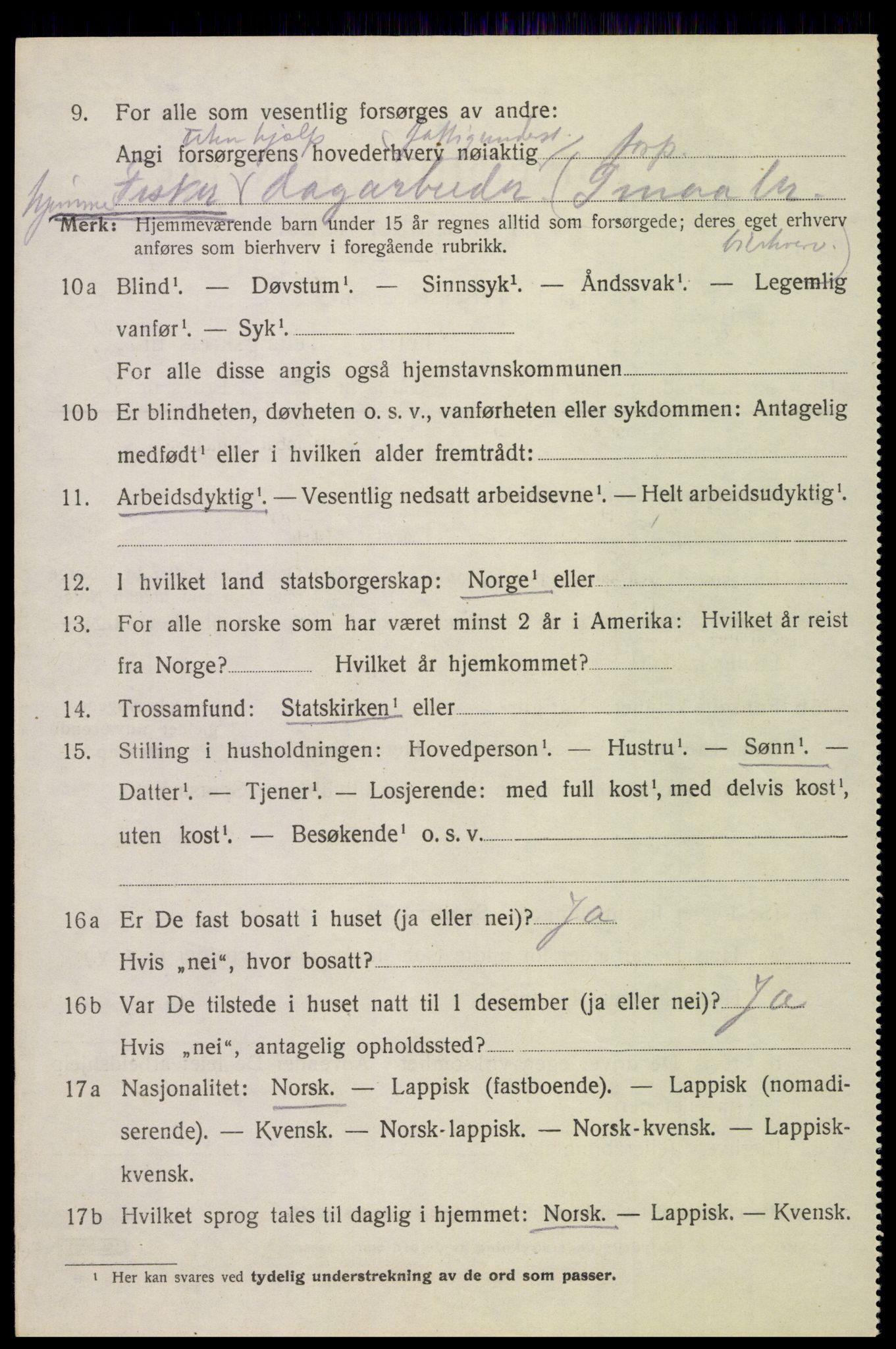 SAT, 1920 census for Hadsel, 1920, p. 3989