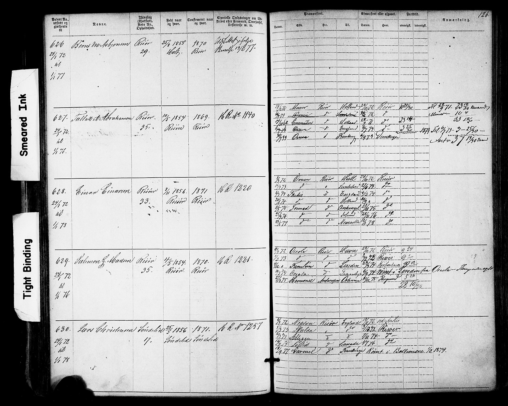 Risør mønstringskrets, AV/SAK-2031-0010/F/Fa/L0003: Annotasjonsrulle nr 1-1913 med register, T-7, 1863-1899, p. 62