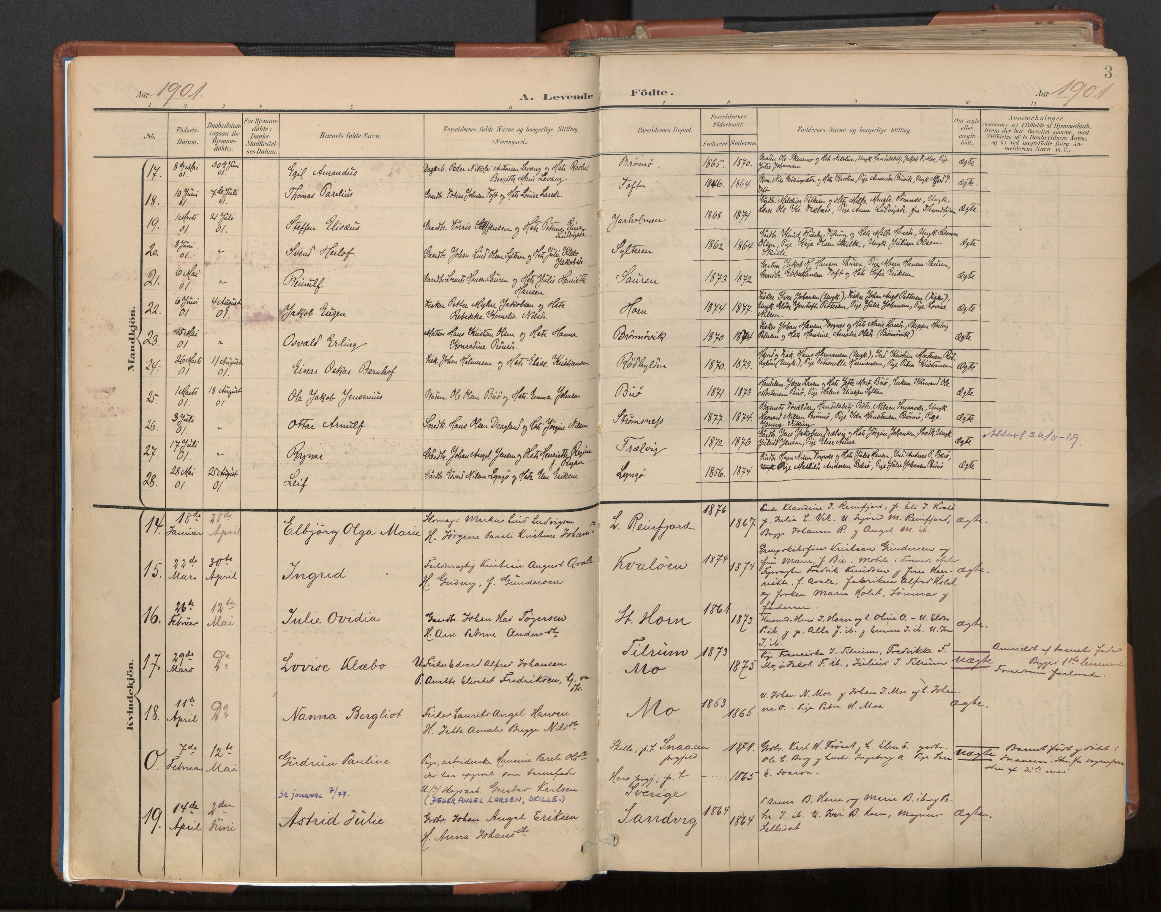 Ministerialprotokoller, klokkerbøker og fødselsregistre - Nordland, AV/SAT-A-1459/813/L0201: Parish register (official) no. 813A11, 1901-1918, p. 3