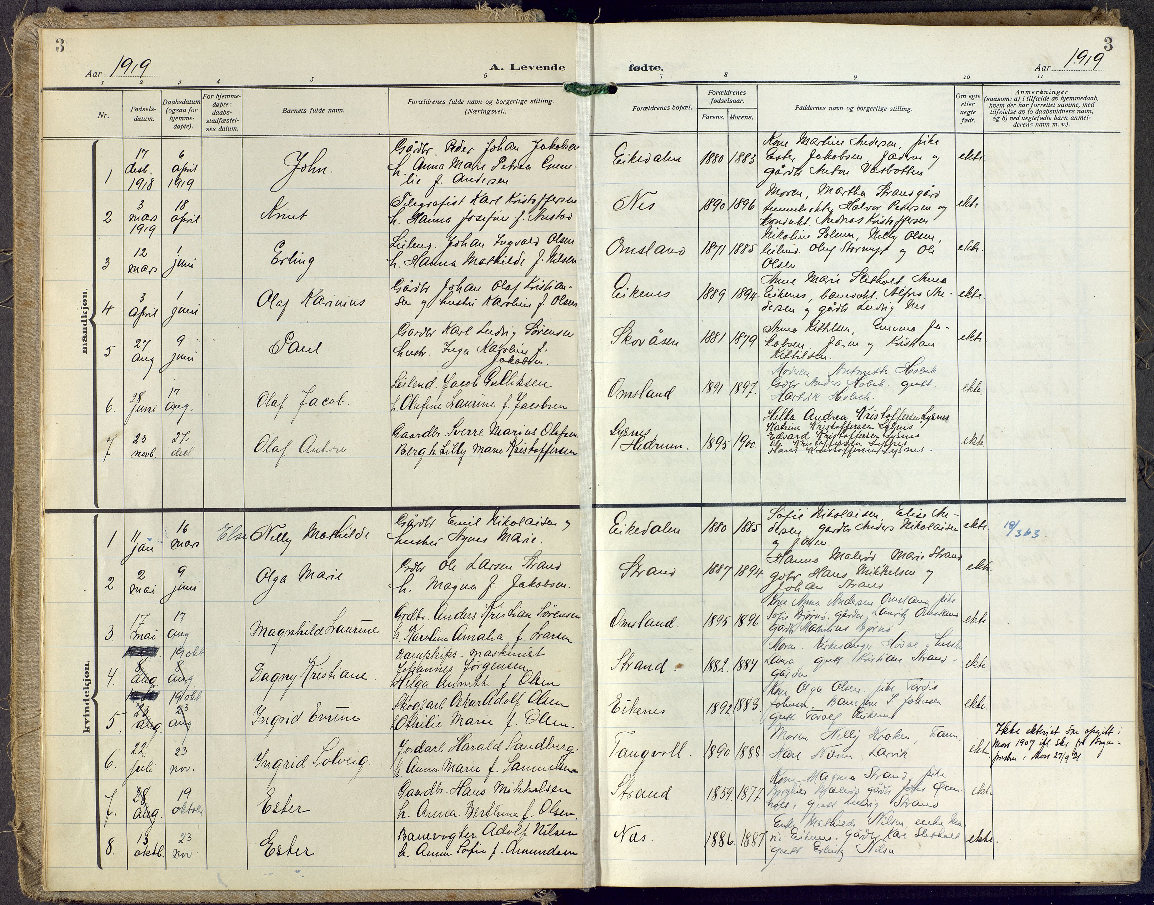 Brunlanes kirkebøker, SAKO/A-342/F/Fd/L0002: Parish register (official) no. IV 2, 1918-1958, p. 3