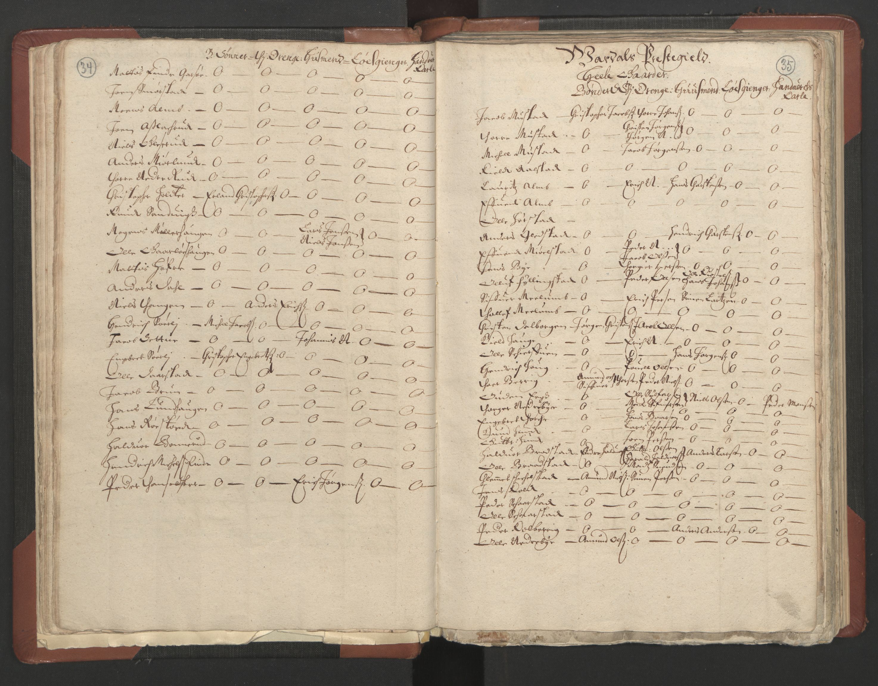 RA, Bailiff's Census 1664-1666, no. 4: Hadeland and Valdres fogderi and Gudbrandsdal fogderi, 1664, p. 34-35