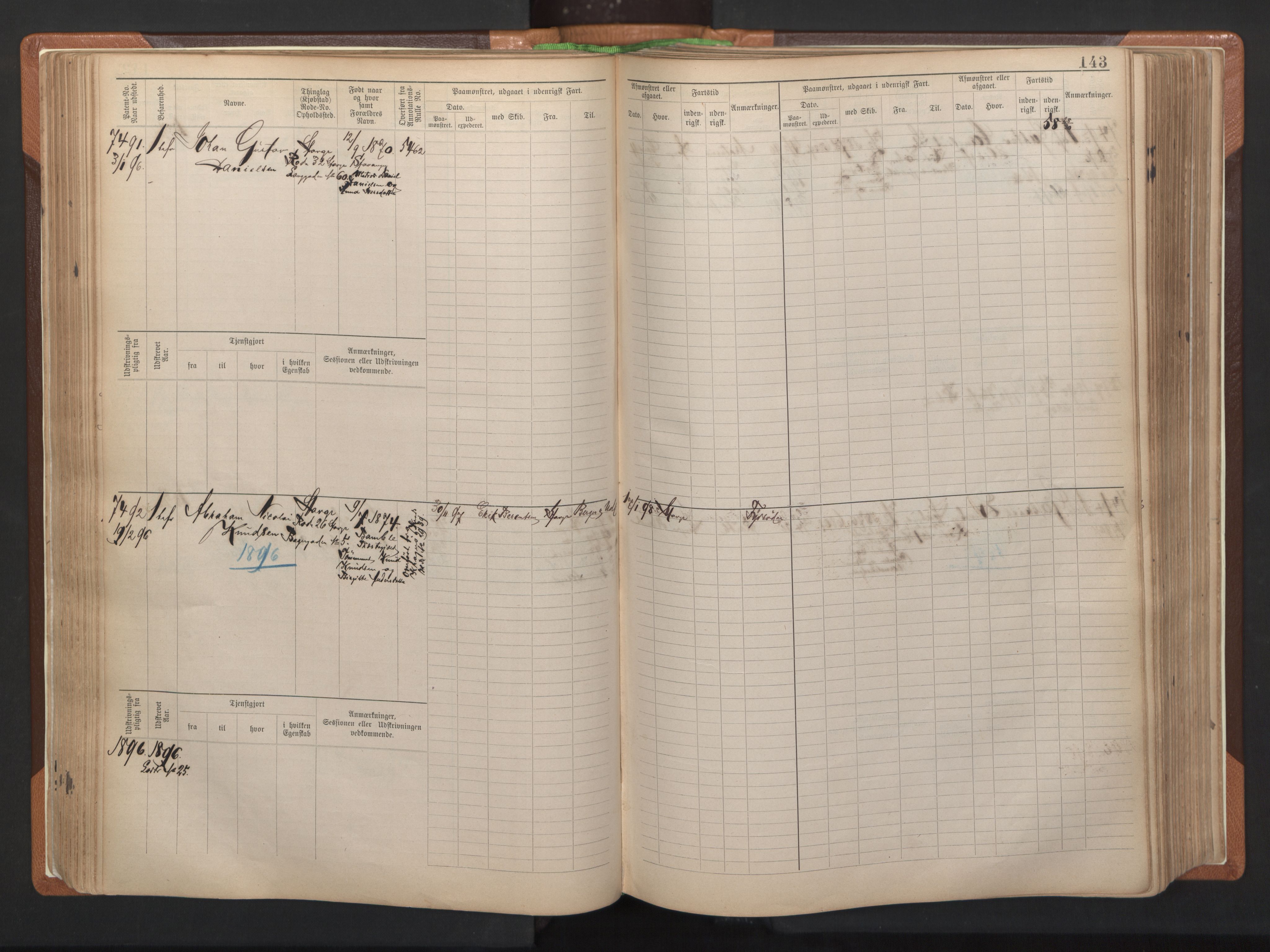 Stavanger sjømannskontor, AV/SAST-A-102006/F/Fb/Fbb/L0012: Sjøfartshovedrulle, patentnr. 7207-8158, 1894-1904, p. 146