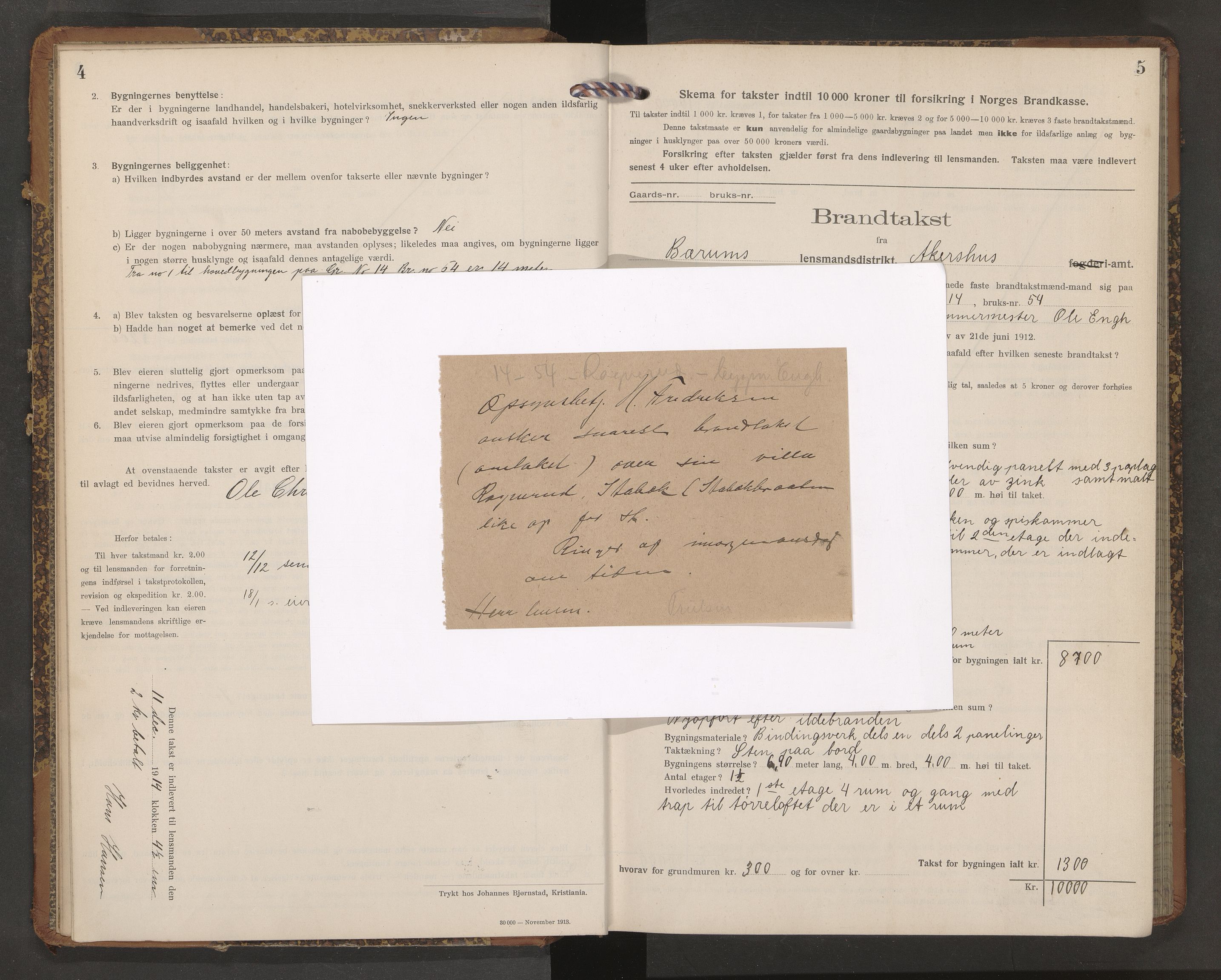 Norges brannkasse, branntakster Bærum, AV/SAO-A-11382/F/Fb/L0007: Branntakstprotokoll, 1914-1917