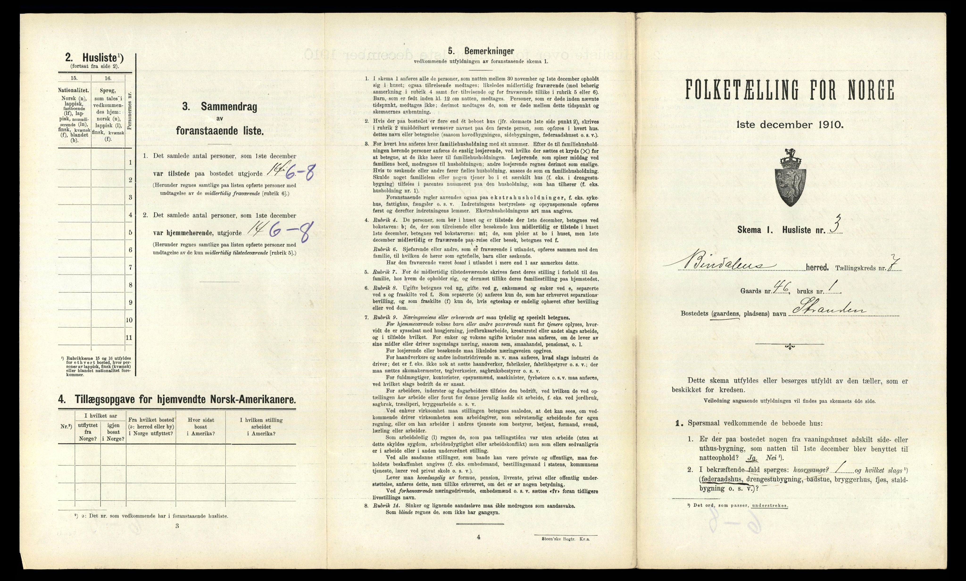 RA, 1910 census for Bindal, 1910, p. 652