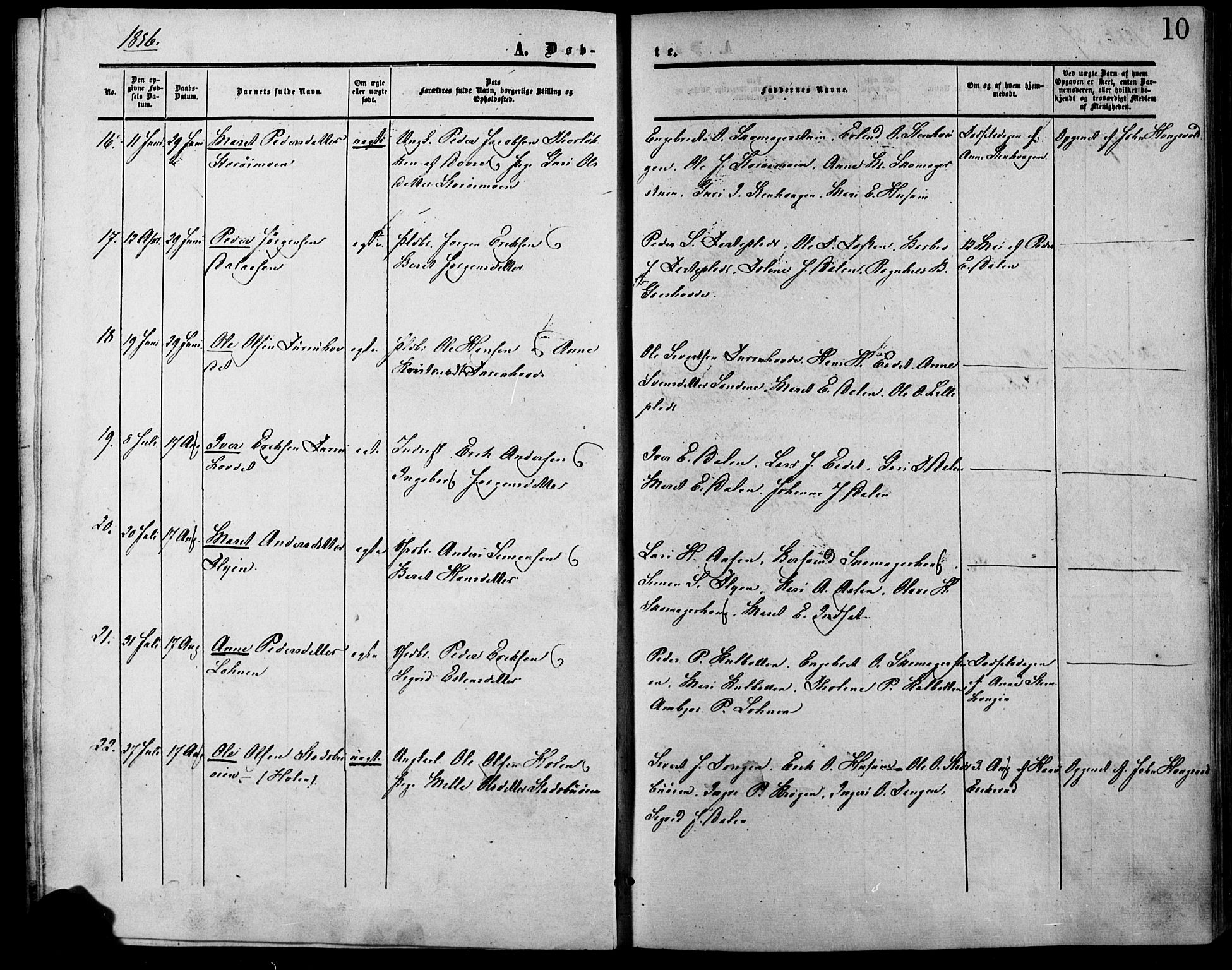 Lesja prestekontor, SAH/PREST-068/H/Ha/Haa/L0007: Parish register (official) no. 7, 1854-1862, p. 10