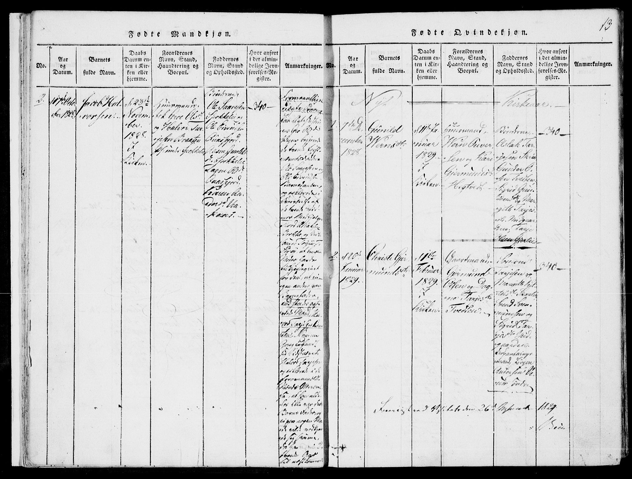 Fyresdal kirkebøker, AV/SAKO-A-263/F/Fb/L0001: Parish register (official) no. II 1, 1815-1854, p. 13