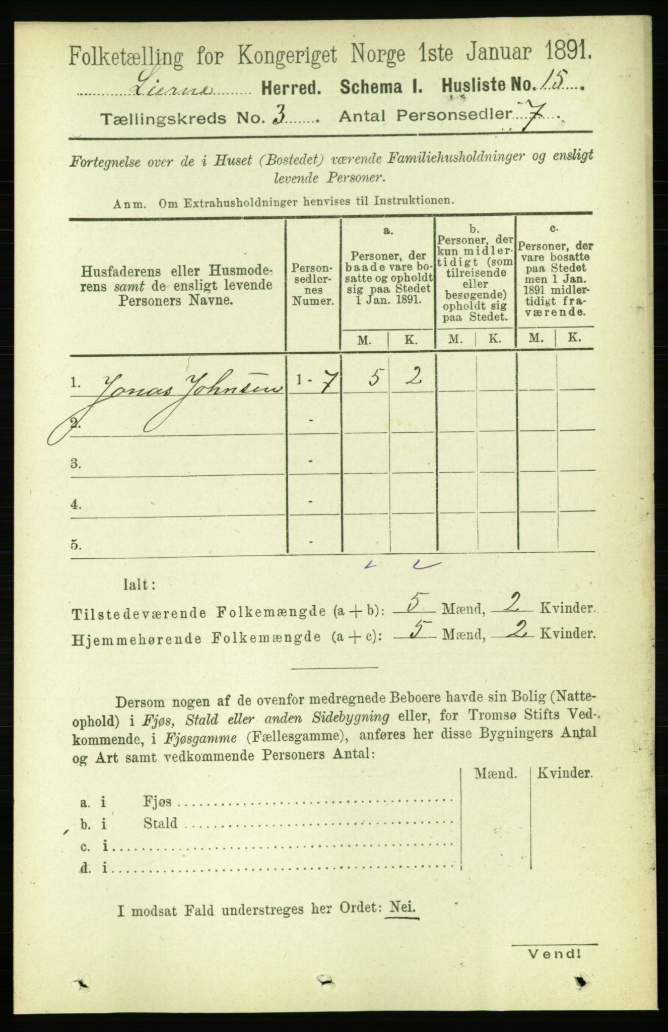 RA, 1891 census for 1737 Lierne, 1891, p. 778