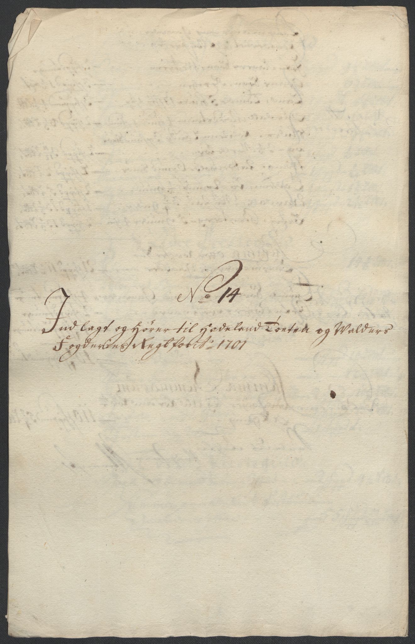 Rentekammeret inntil 1814, Reviderte regnskaper, Fogderegnskap, RA/EA-4092/R18/L1299: Fogderegnskap Hadeland, Toten og Valdres, 1701, p. 442