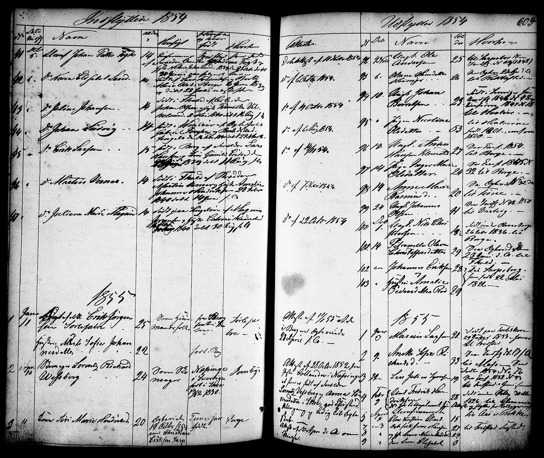 Skjeberg prestekontor Kirkebøker, SAO/A-10923/F/Fa/L0006: Parish register (official) no. I 6, 1846-1858, p. 603