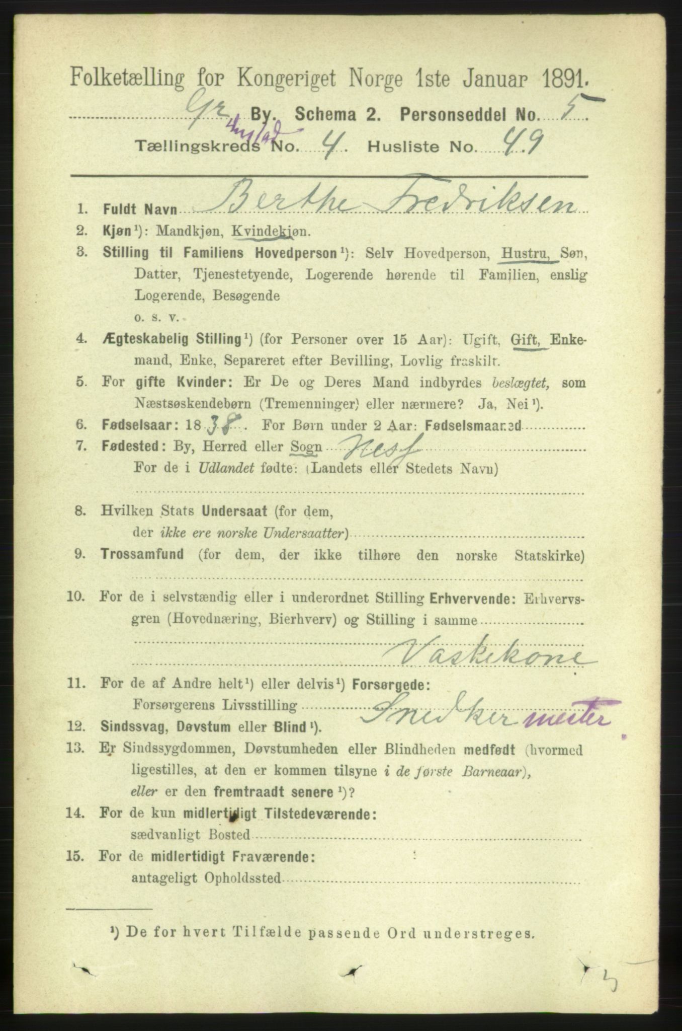 RA, 1891 census for 0904 Grimstad, 1891, p. 2925