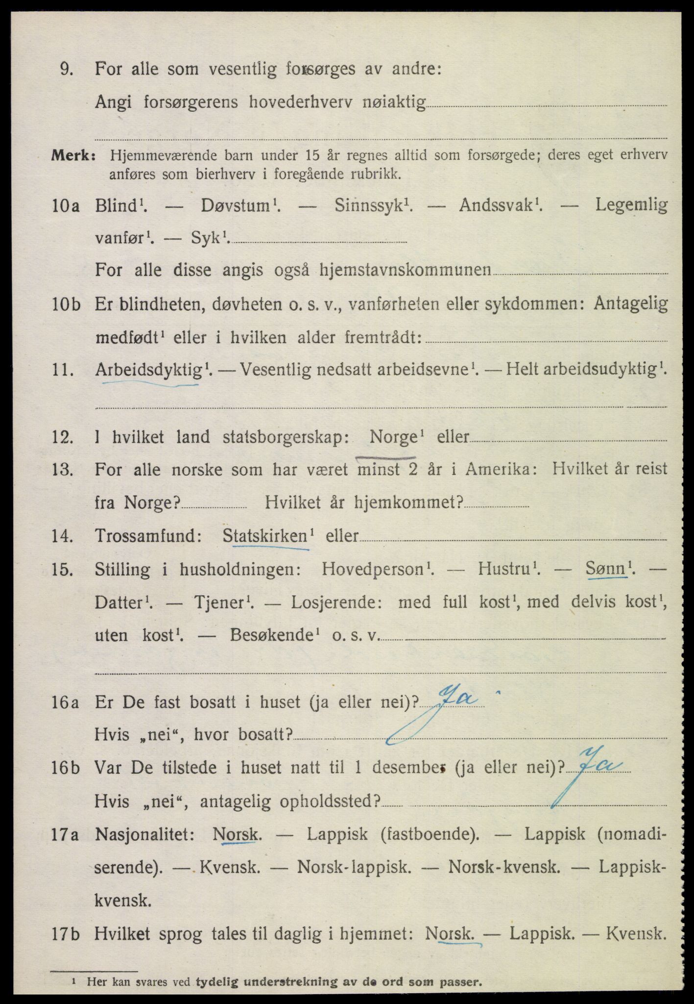 SAT, 1920 census for Overhalla, 1920, p. 5791