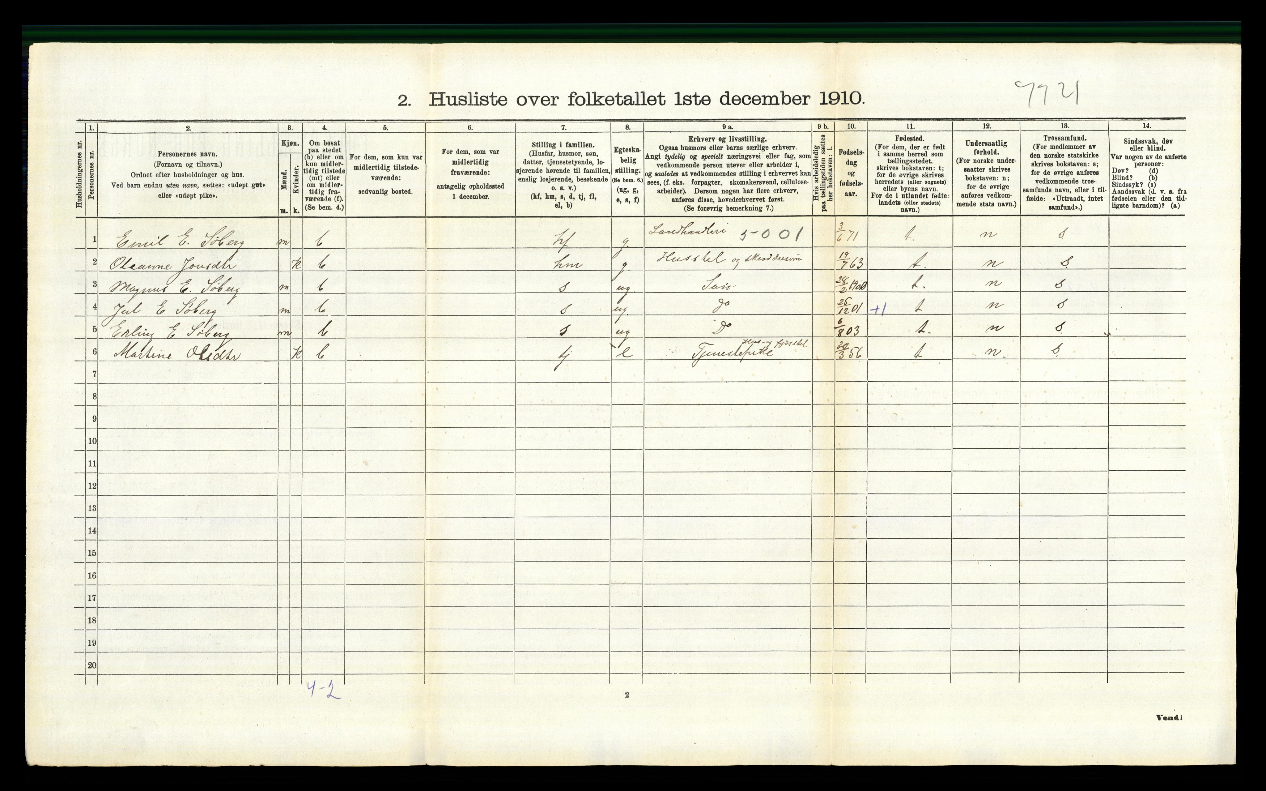 RA, 1910 census for Trysil, 1910, p. 1304