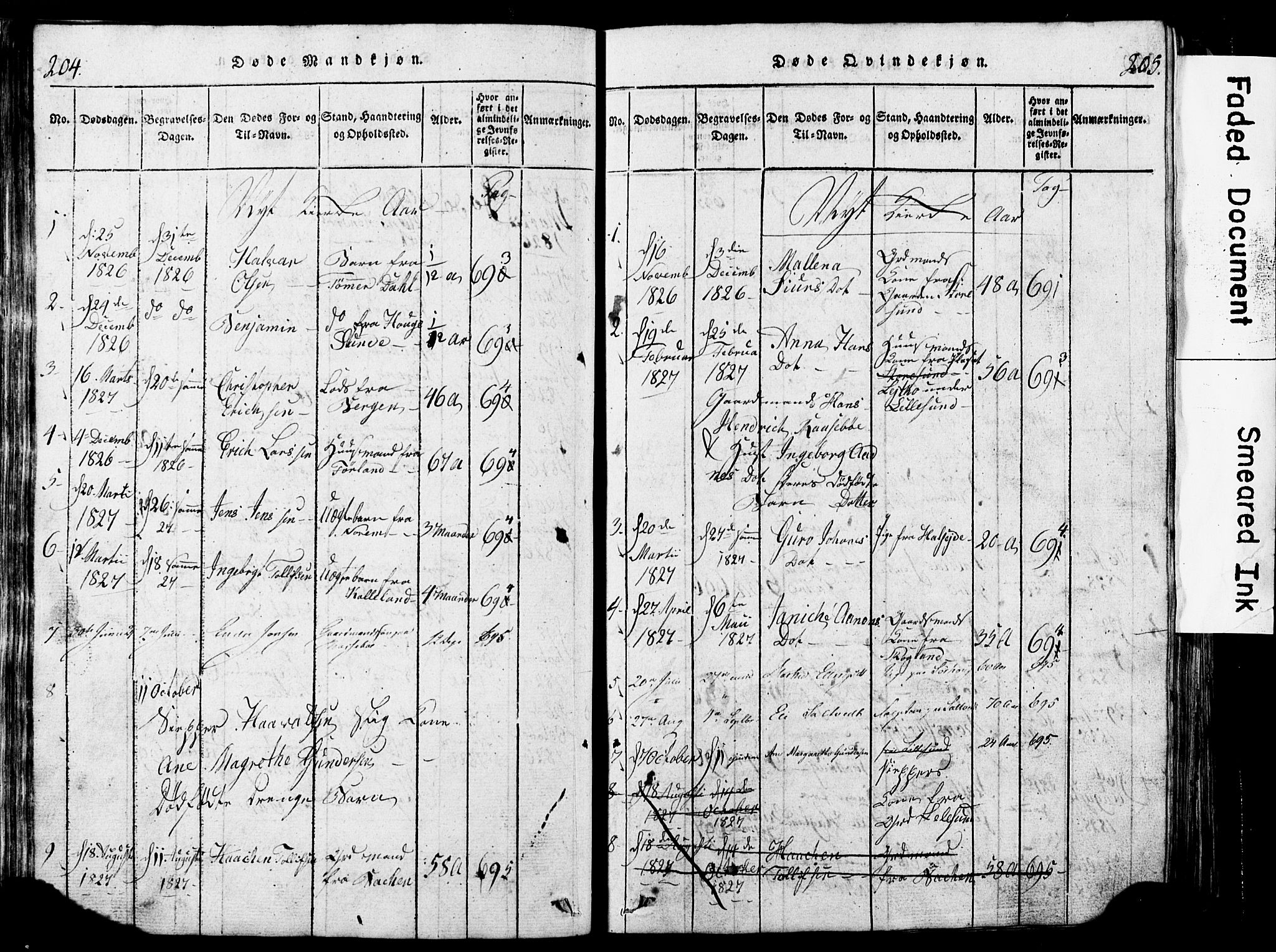 Torvastad sokneprestkontor, SAST/A -101857/H/Ha/Hab/L0002: Parish register (copy) no. B 2, 1817-1834, p. 204-205