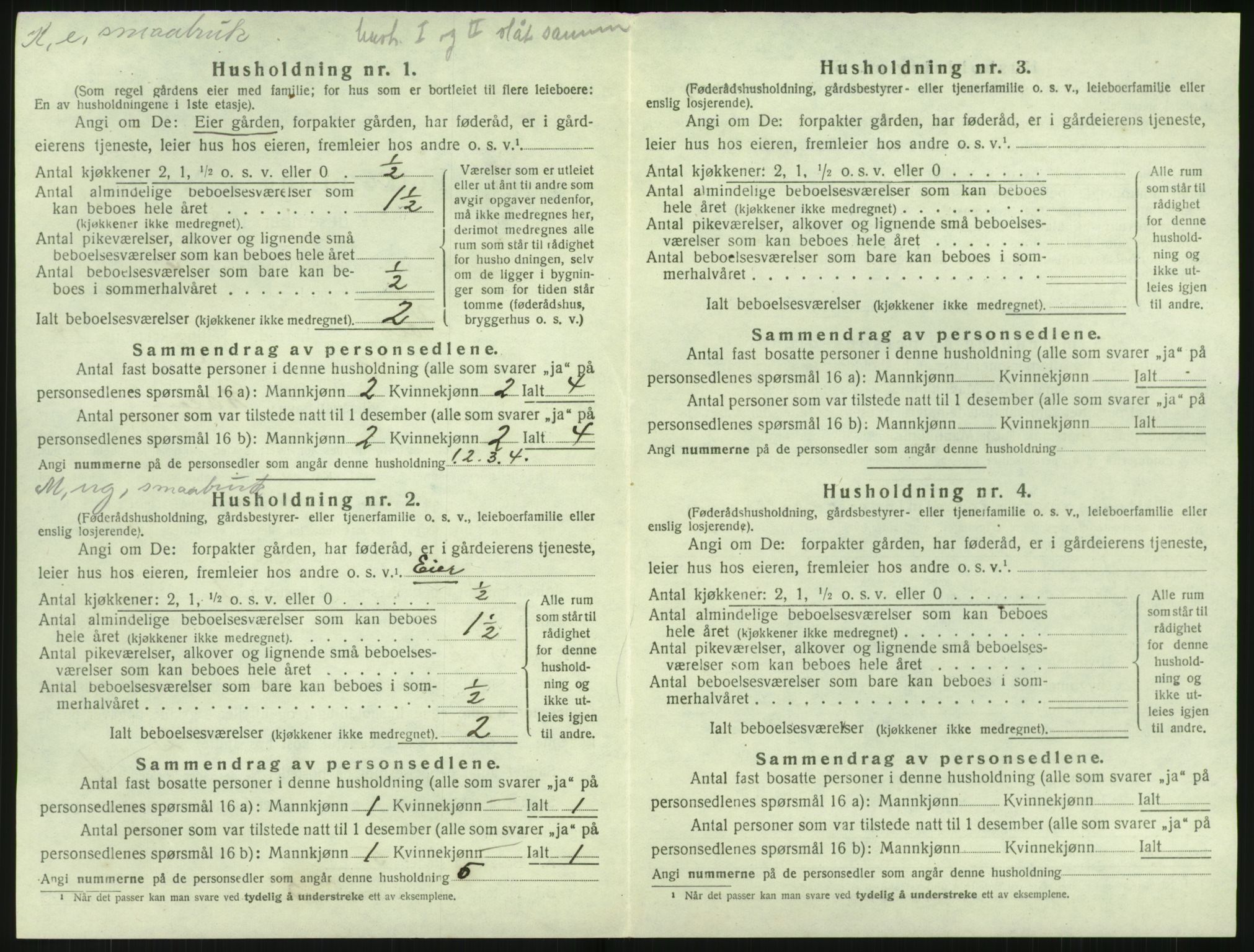 SAK, 1920 census for Holt, 1920, p. 1433